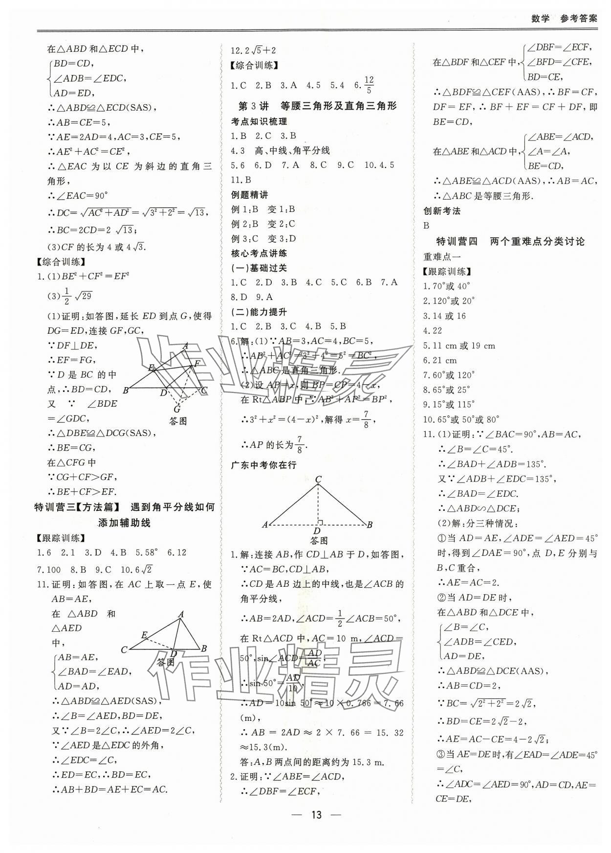 2024年新课标中考宝典数学广东专版 参考答案第13页