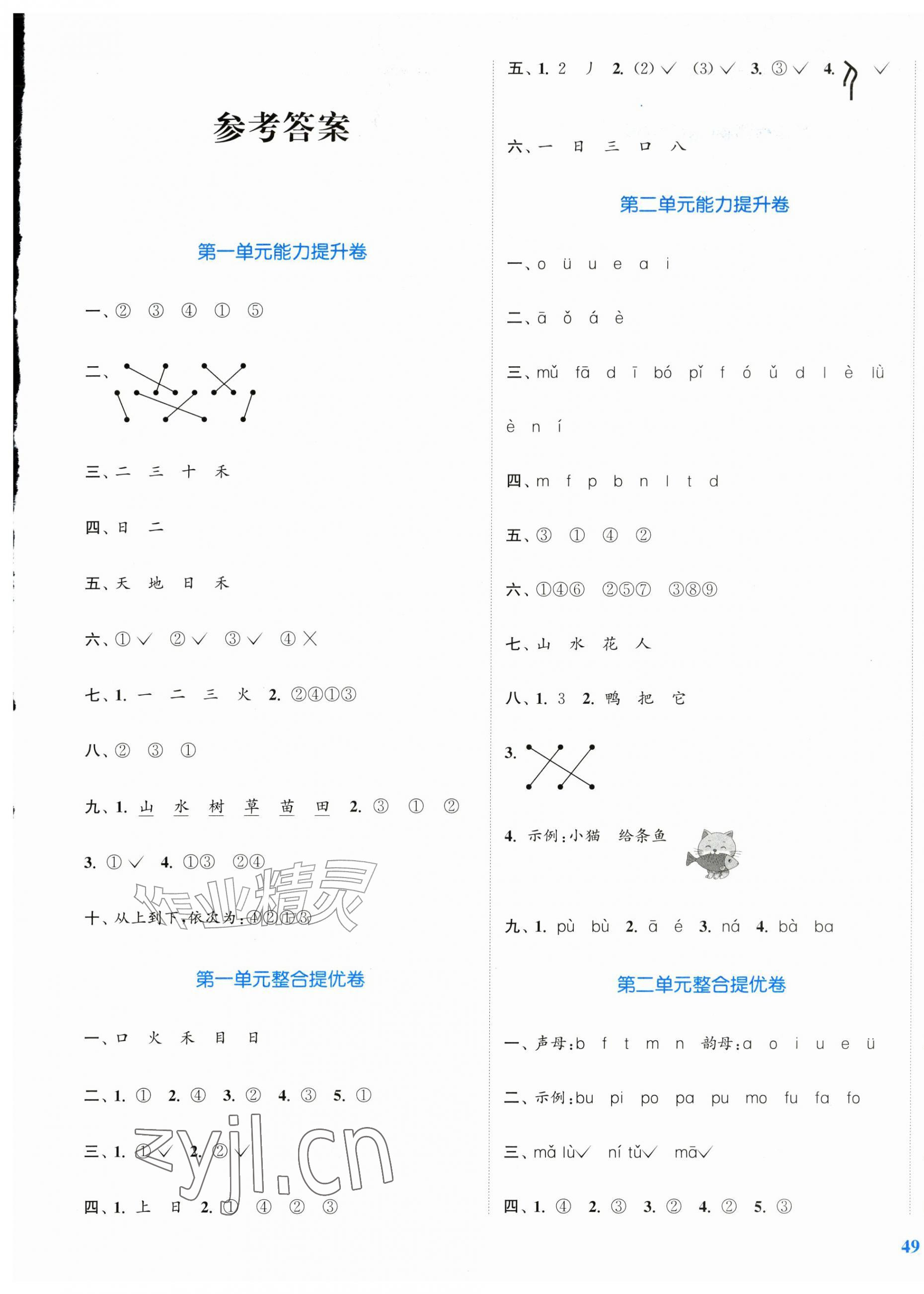 2026年复习金卷同步跟踪大试卷一年级语文上册人教版&nbsp;第1页