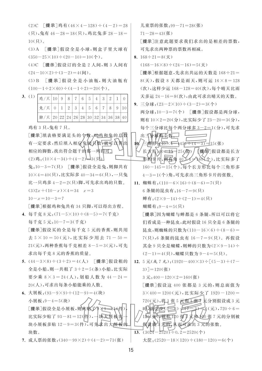 2024年實驗班提優(yōu)訓(xùn)練六年級數(shù)學(xué)下冊蘇教版 參考答案第15頁