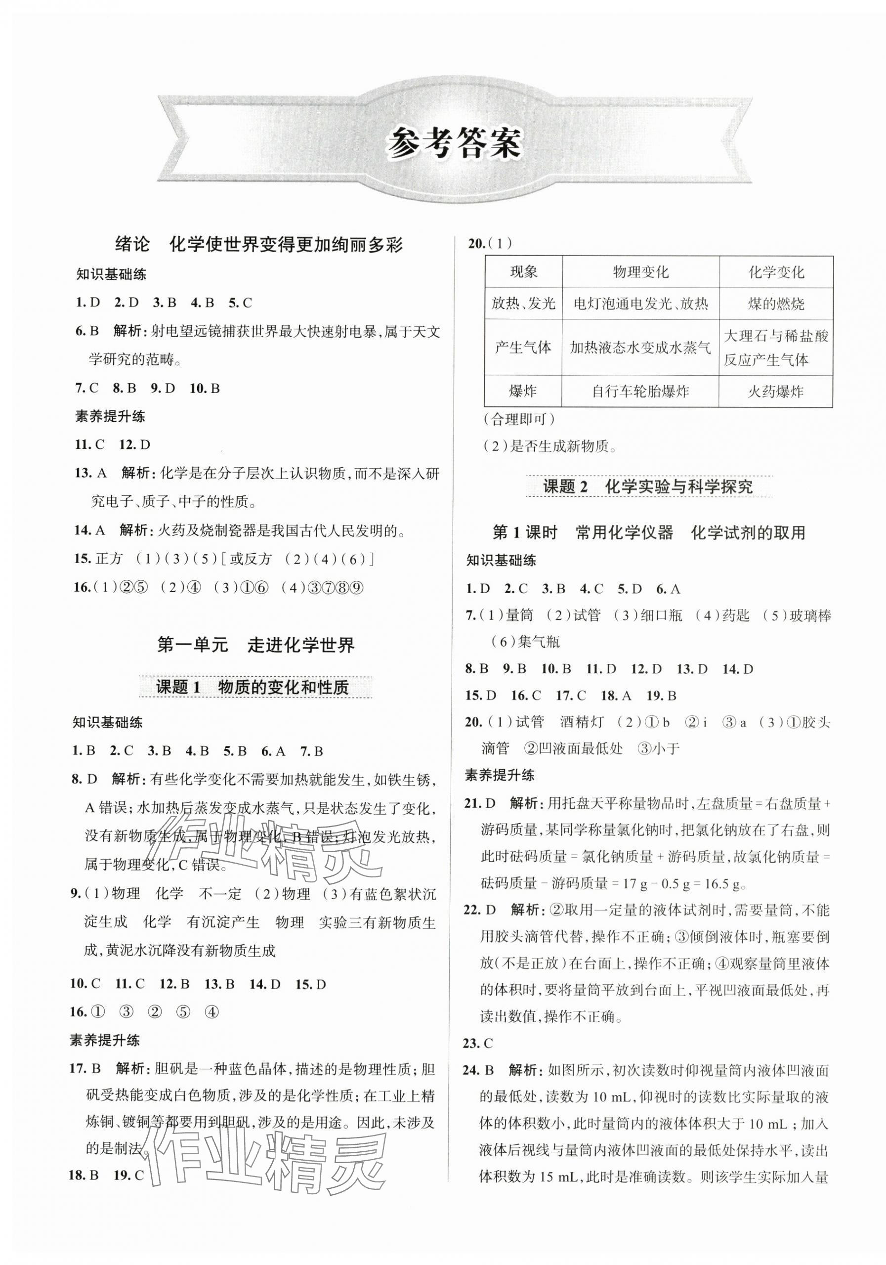 2025年名校课堂贵州人民出版社九年级化学上册人教版 第1页