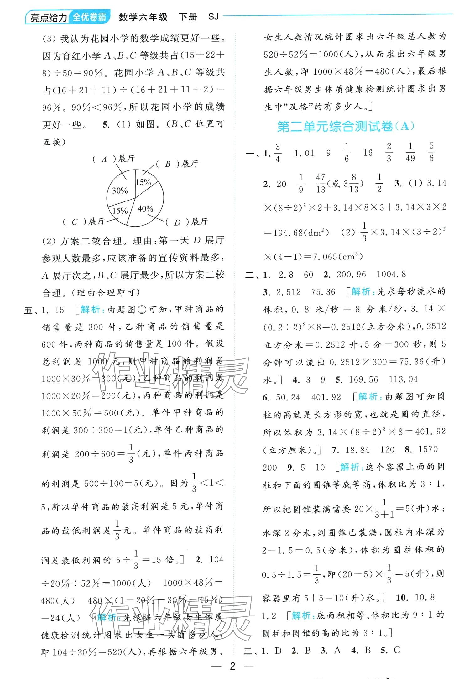 2024年亮點(diǎn)給力全優(yōu)卷霸六年級(jí)數(shù)學(xué)下冊(cè)蘇教版 第2頁