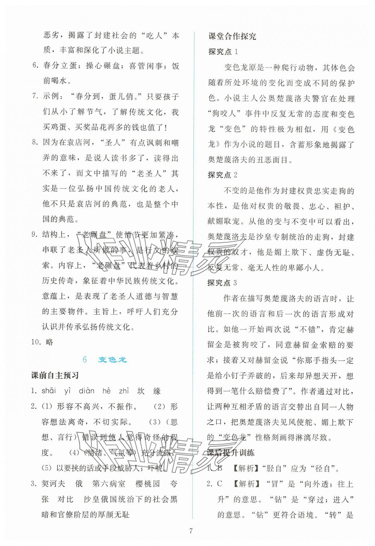 2025年同步輕松練習(xí)九年級(jí)語(yǔ)文下冊(cè)人教版 參考答案第6頁(yè)