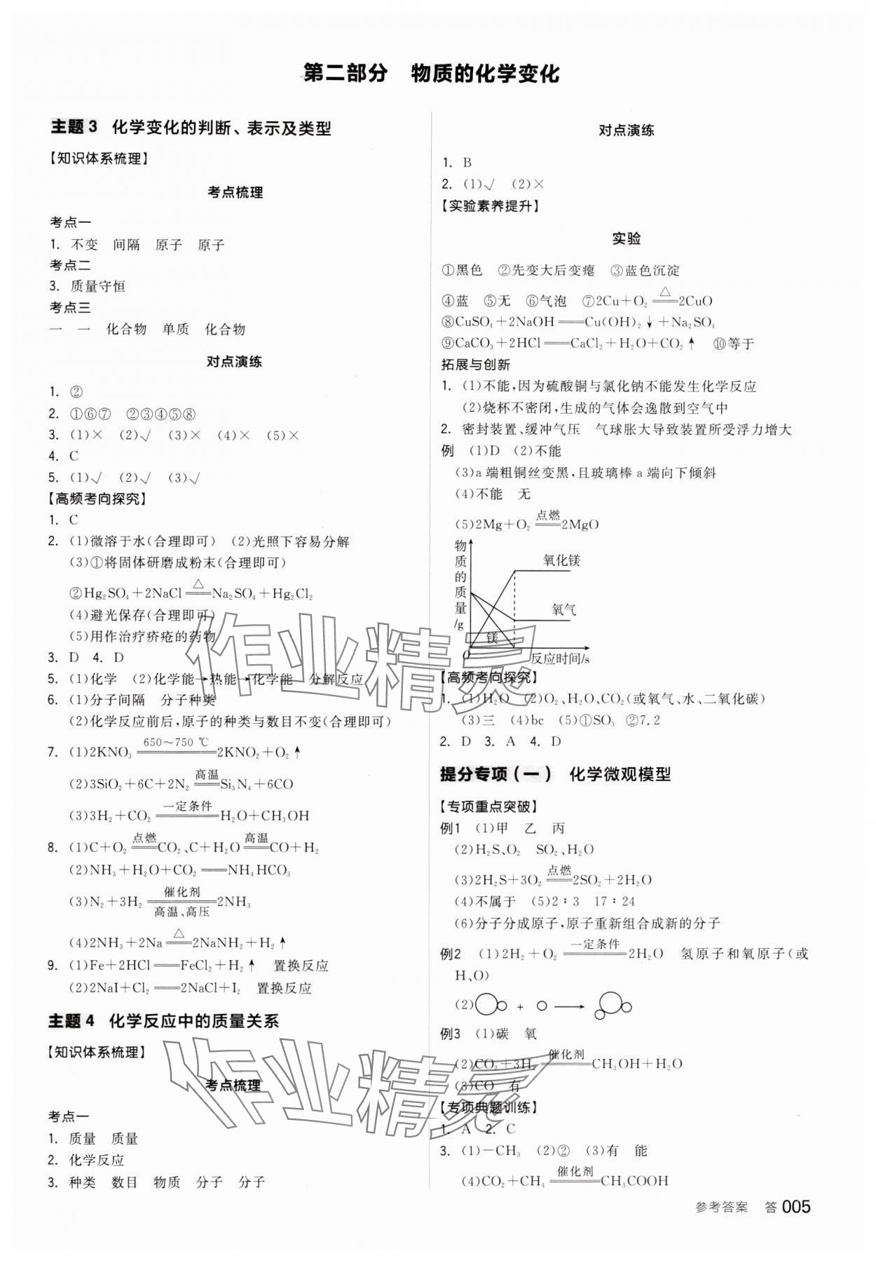 2025年全品中考復習方案化學聽課手冊福建專版 參考答案第4頁