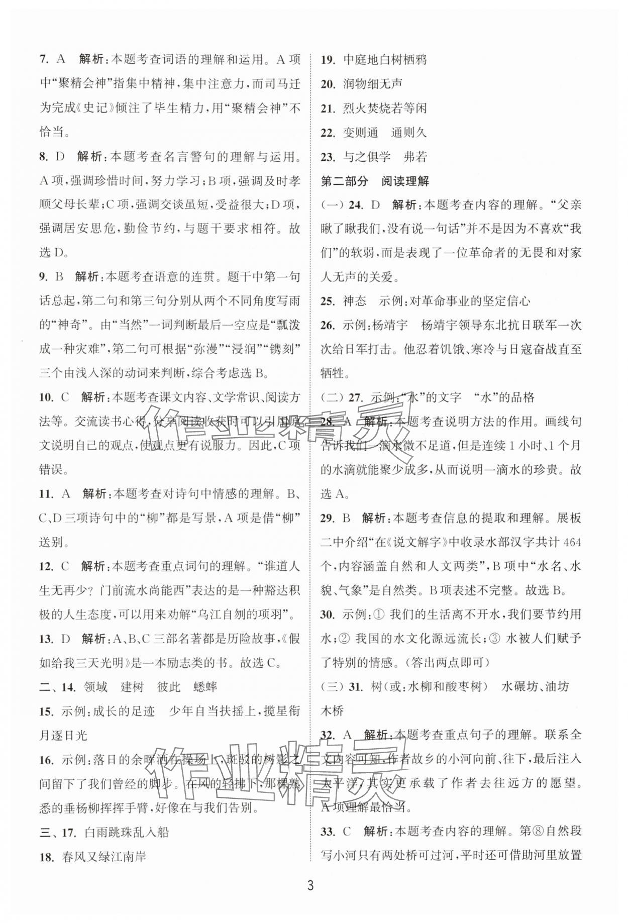 2025年通城學典小升初真題匯編語文 第3頁