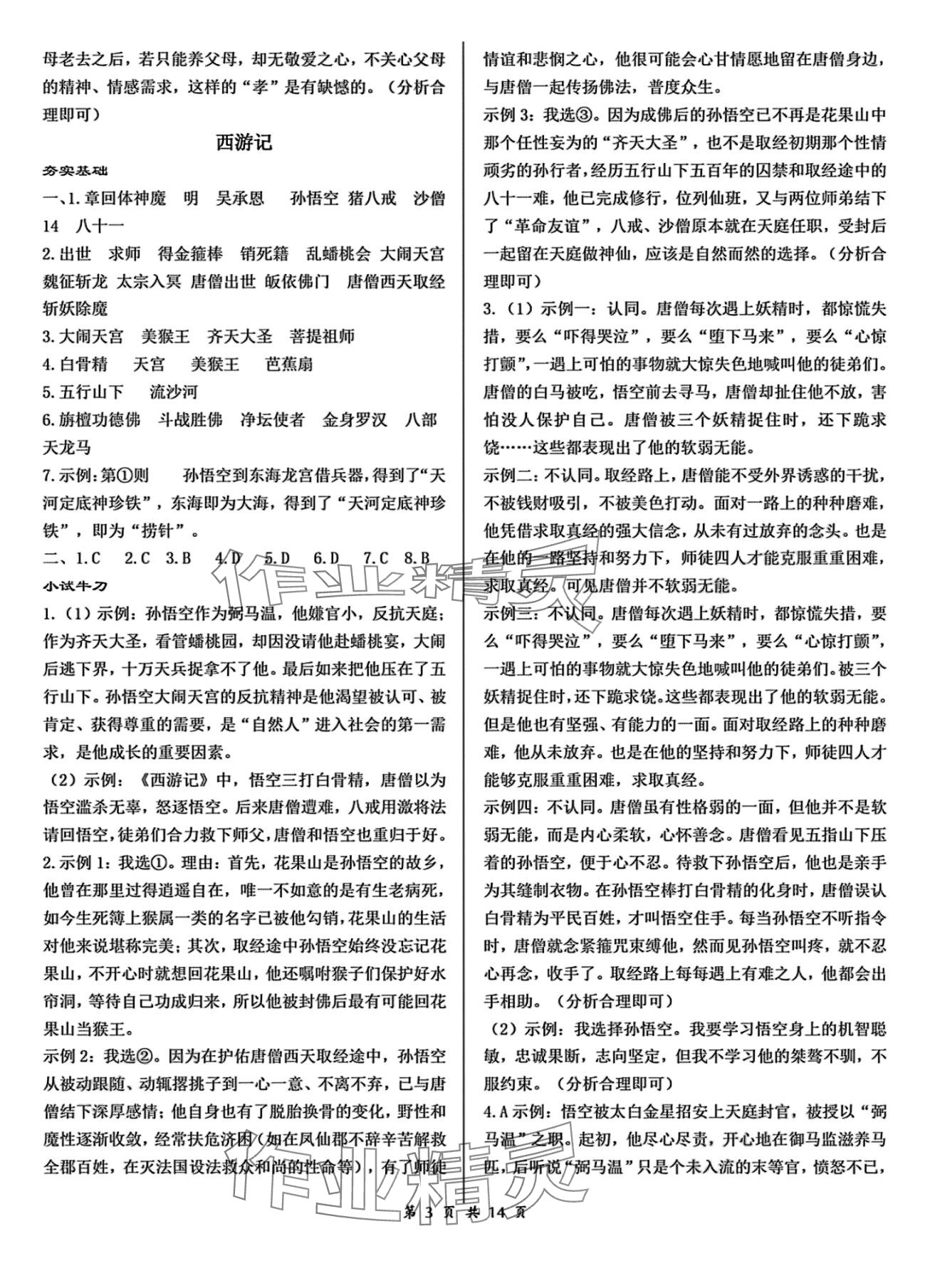 2024年中學語文名師同步訓練現(xiàn)代文閱讀名著導讀七年級 第3頁