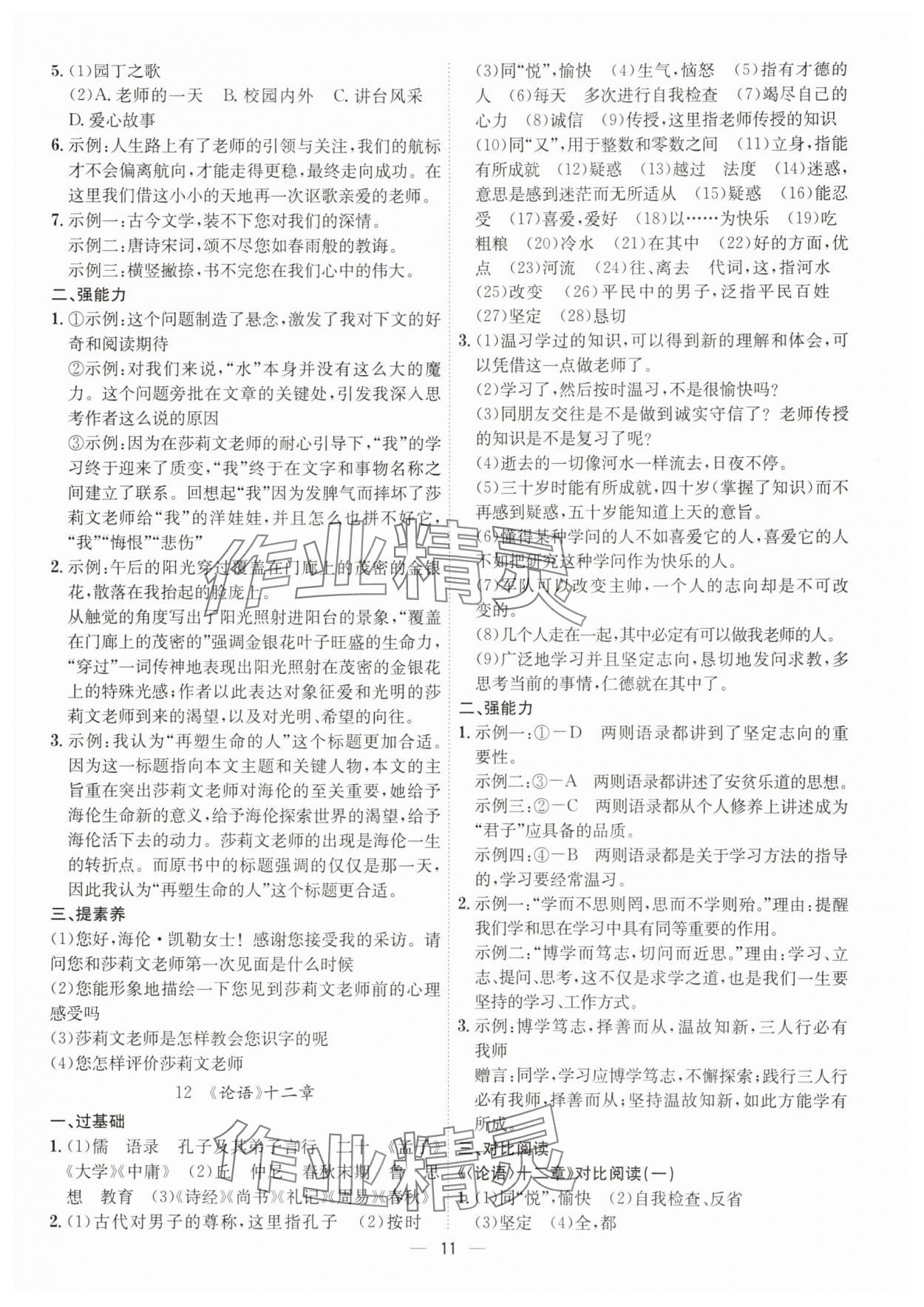 2025年考点专练七年级语文上册人教版深圳专版&nbsp;第11页