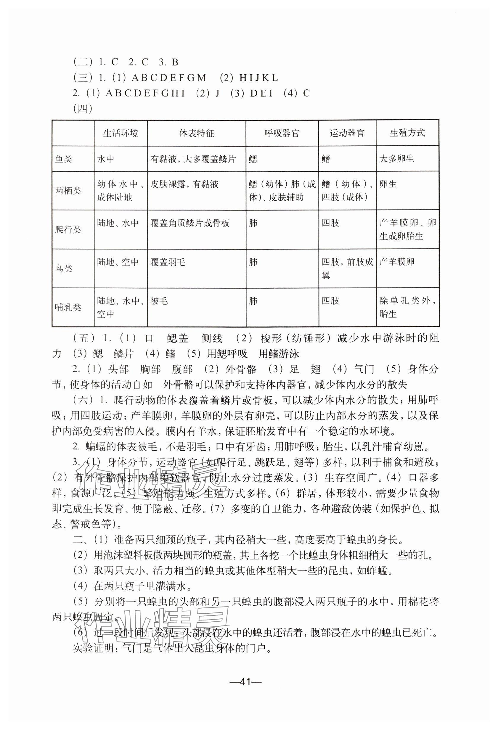 2024年練習(xí)部分生命科學(xué)初中第二冊(cè) 參考答案第7頁(yè)