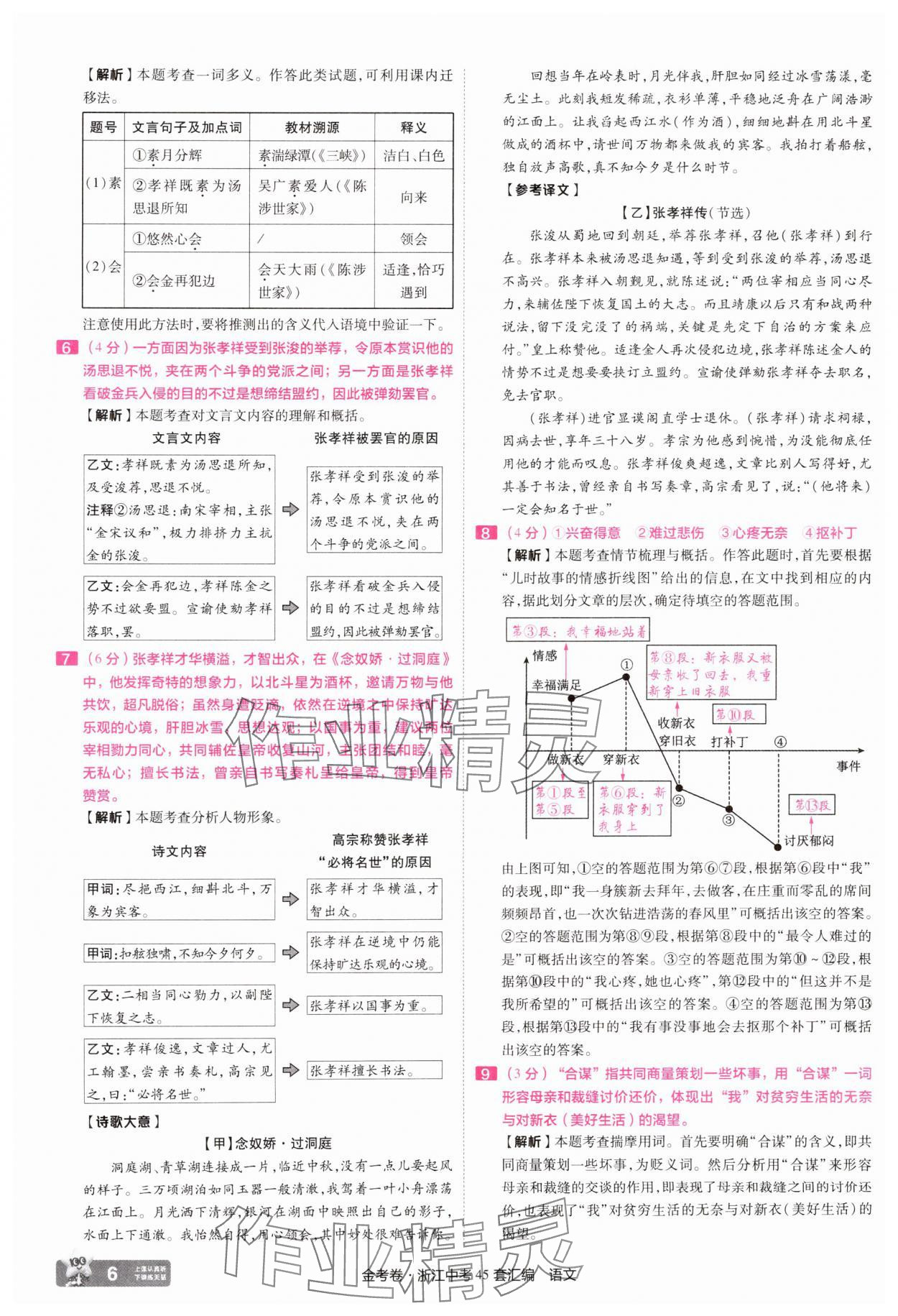 2025年金考卷浙江中考45套匯編語文浙江專版 參考答案第6頁