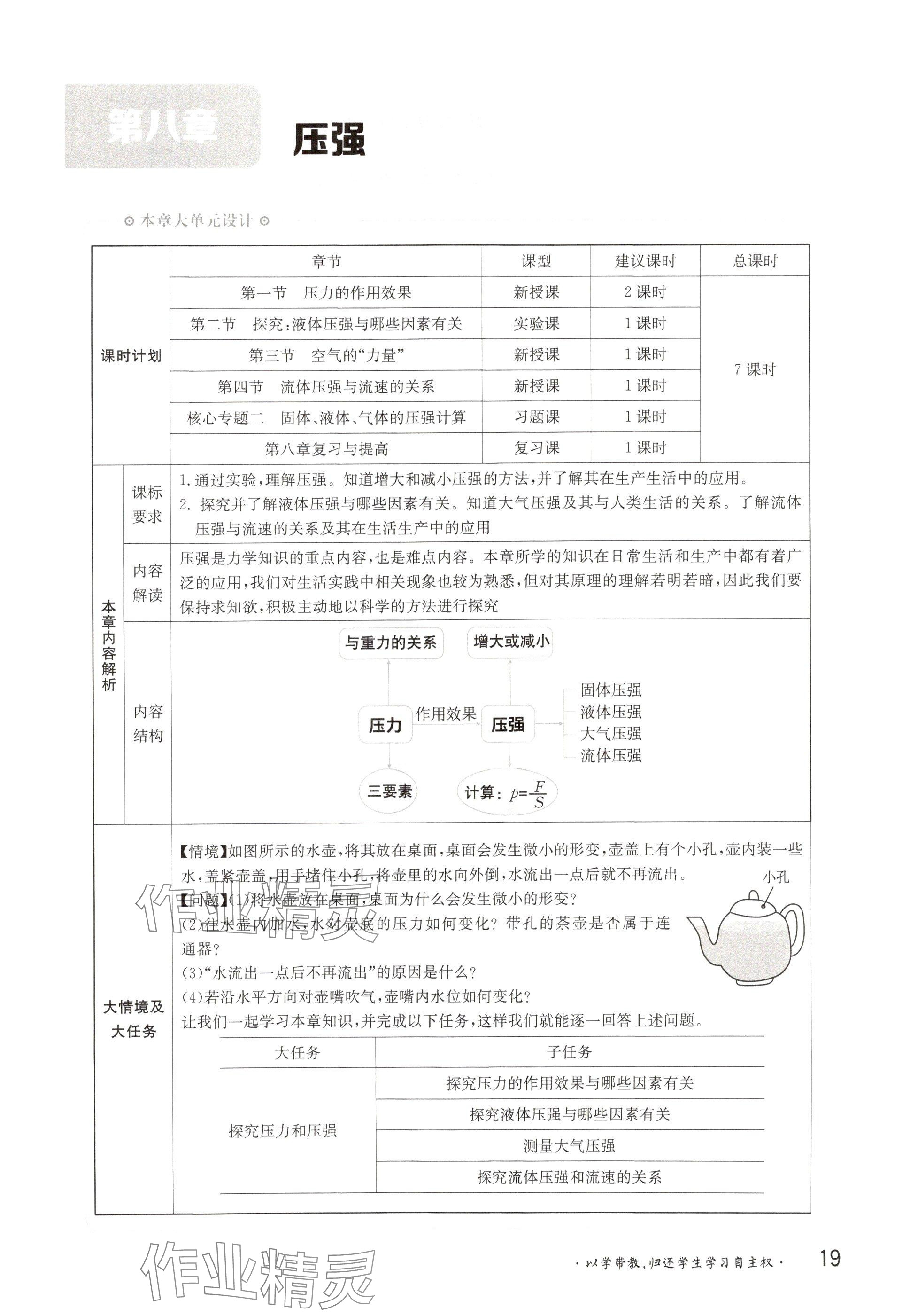 2025年金太陽導(dǎo)學案八年級物理下冊滬科版 參考答案第19頁