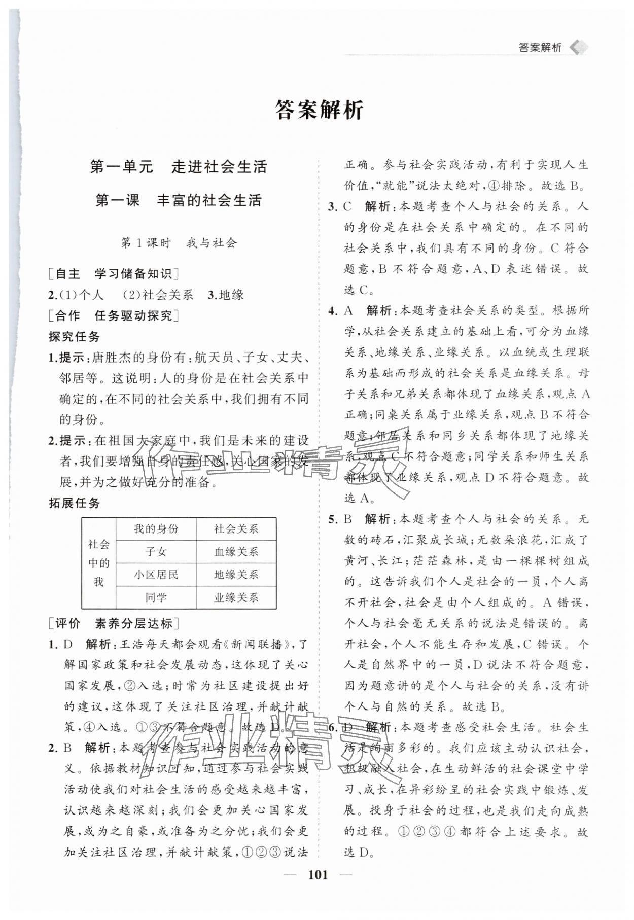 2024年新课程同步练习册八年级道德与法治上册人教版 第1页