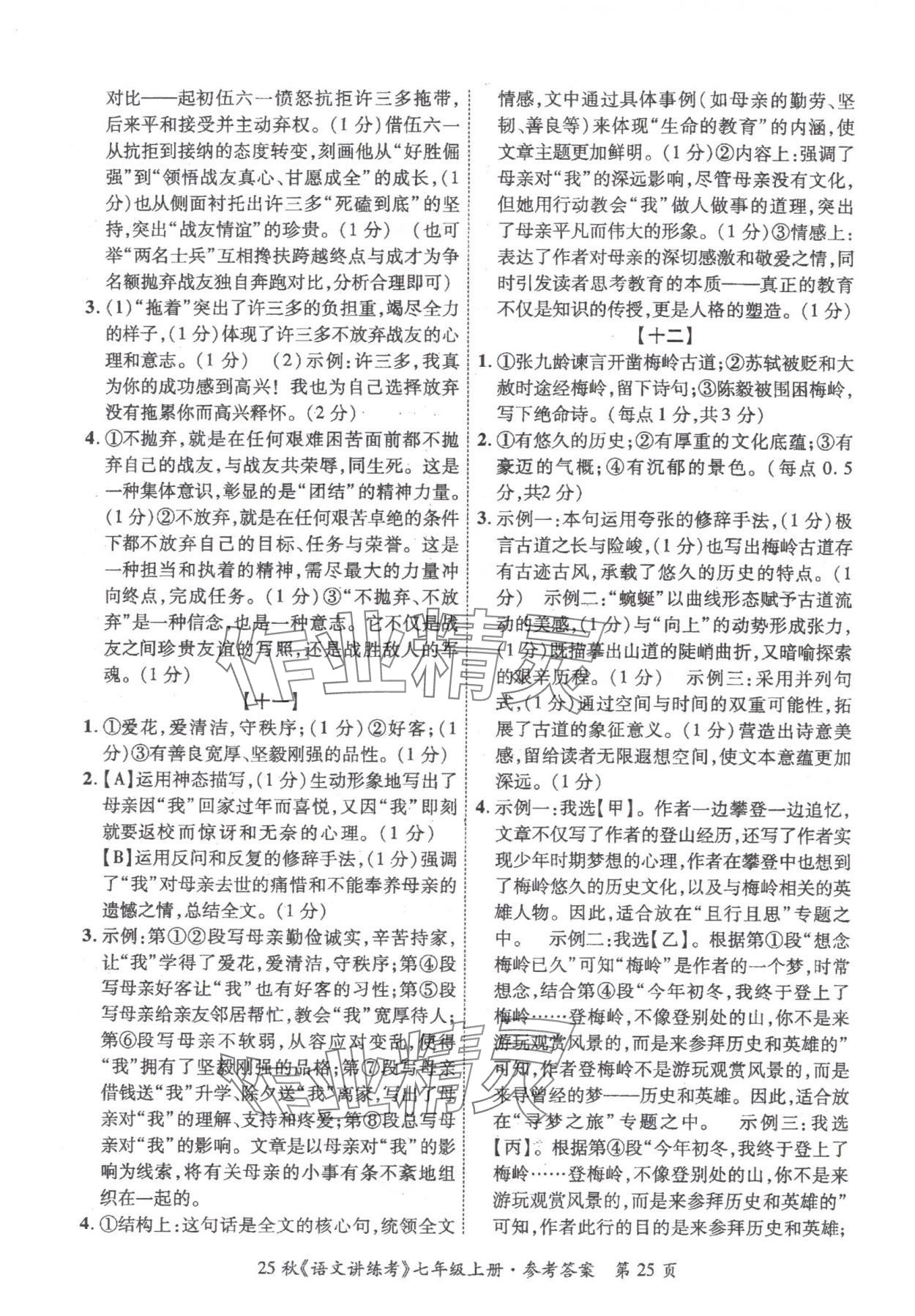 2025年语文讲练考七年级上册人教版 第25页