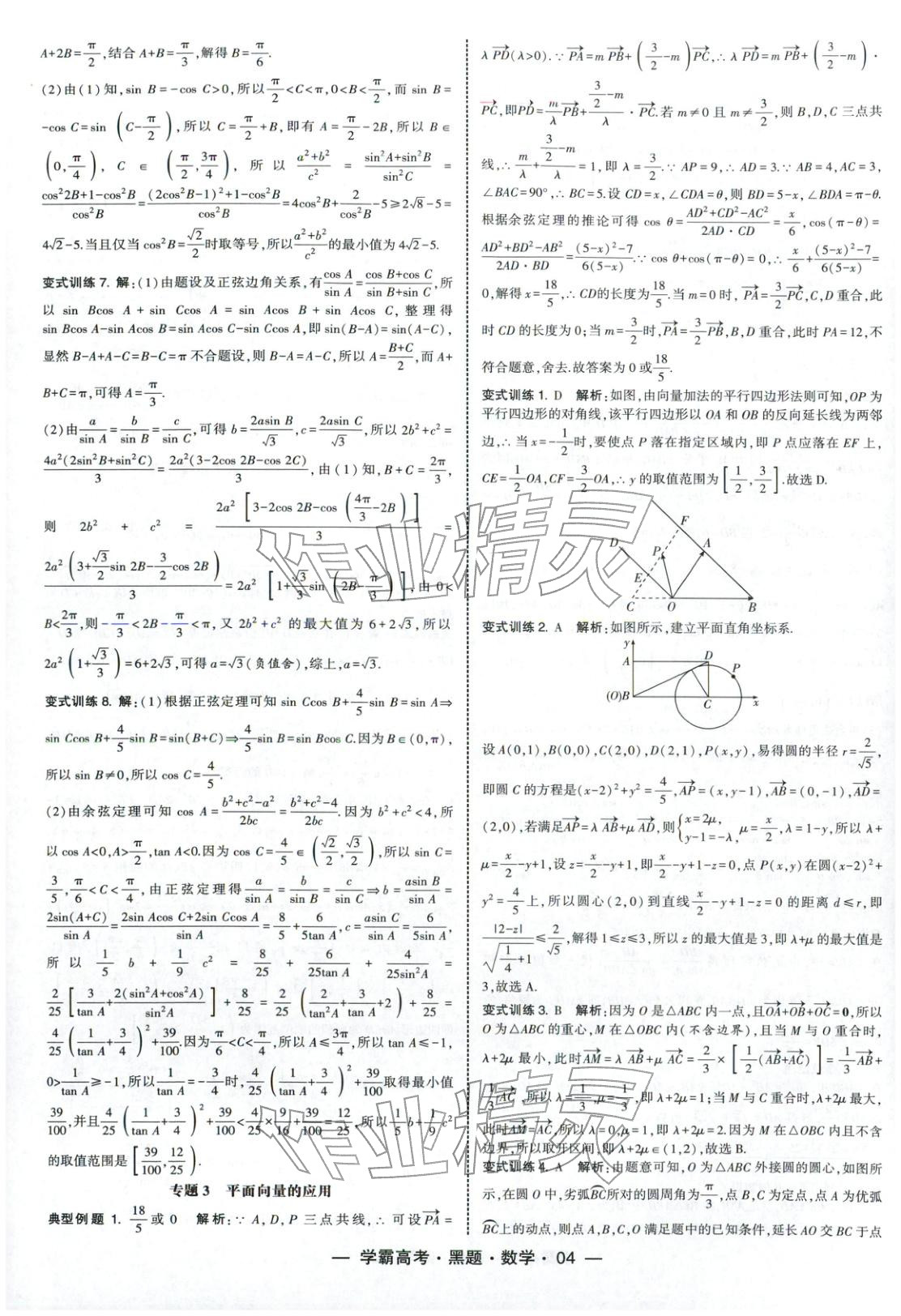 2025年學霸高考黑題數學人教版&nbsp;參考答案第4頁