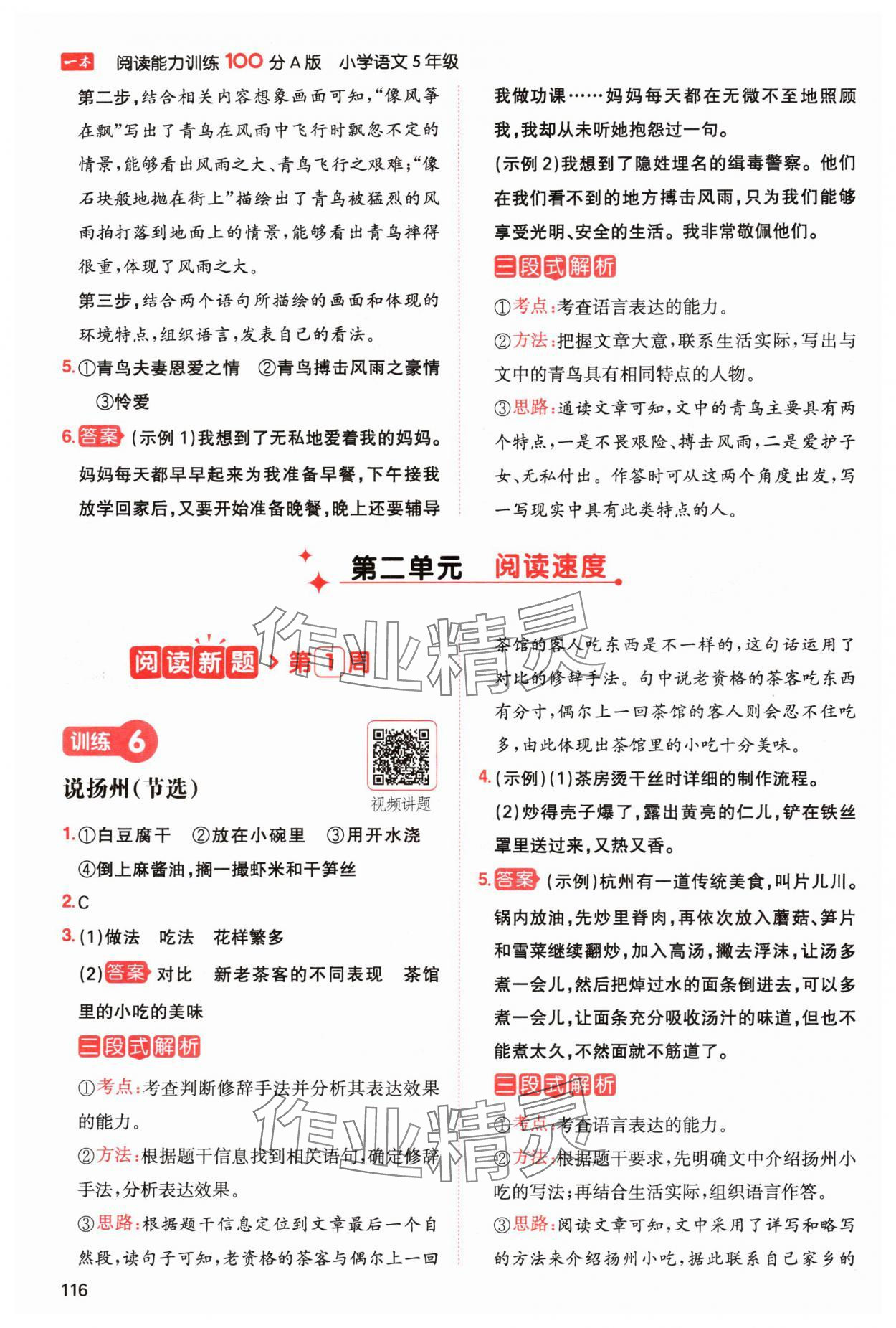 2024年一本閱讀能力訓(xùn)練100分五年級(jí)語文上冊(cè)人教版浙江專版 參考答案第4頁(yè)