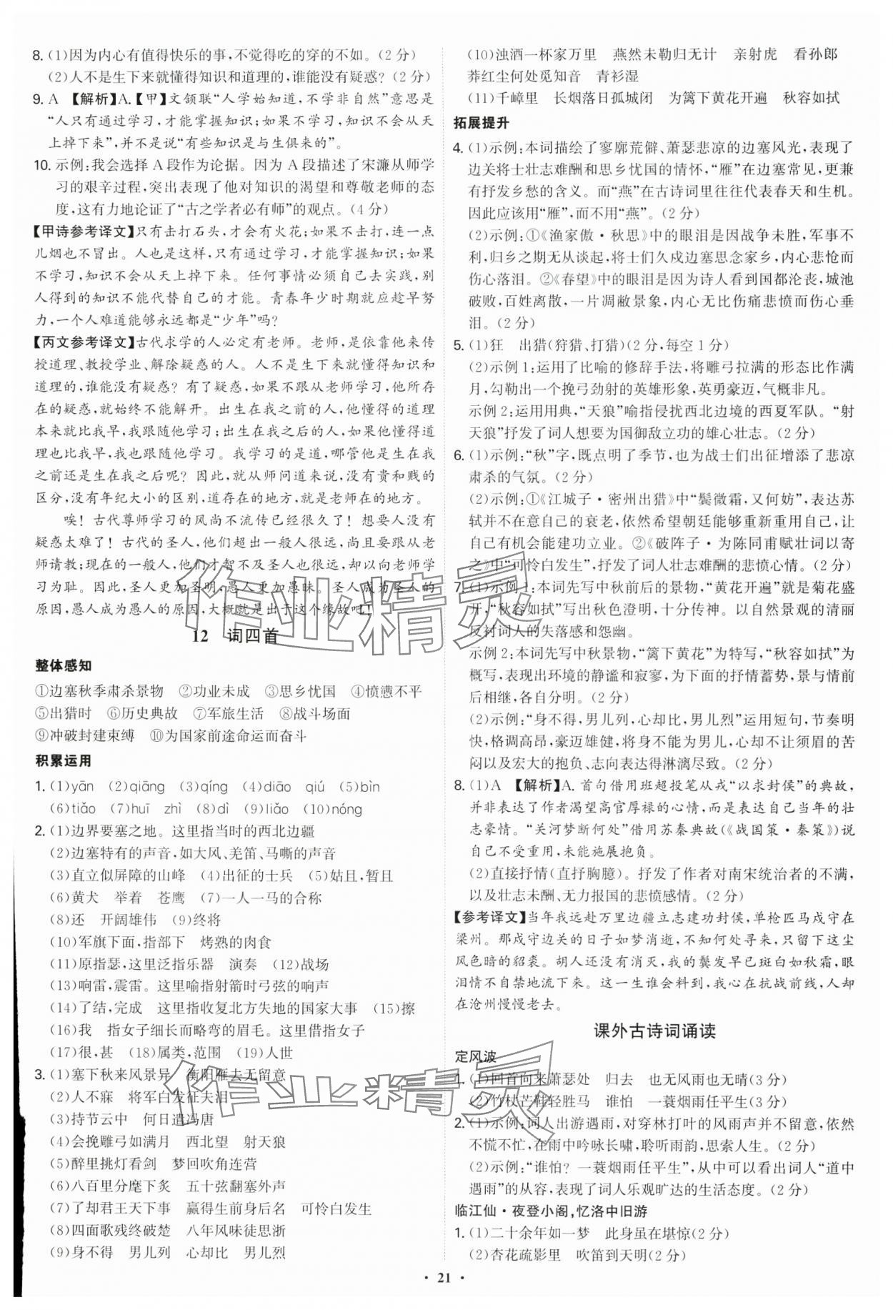 2025年新结构学习测评九年级语文全一册人教版 第21页