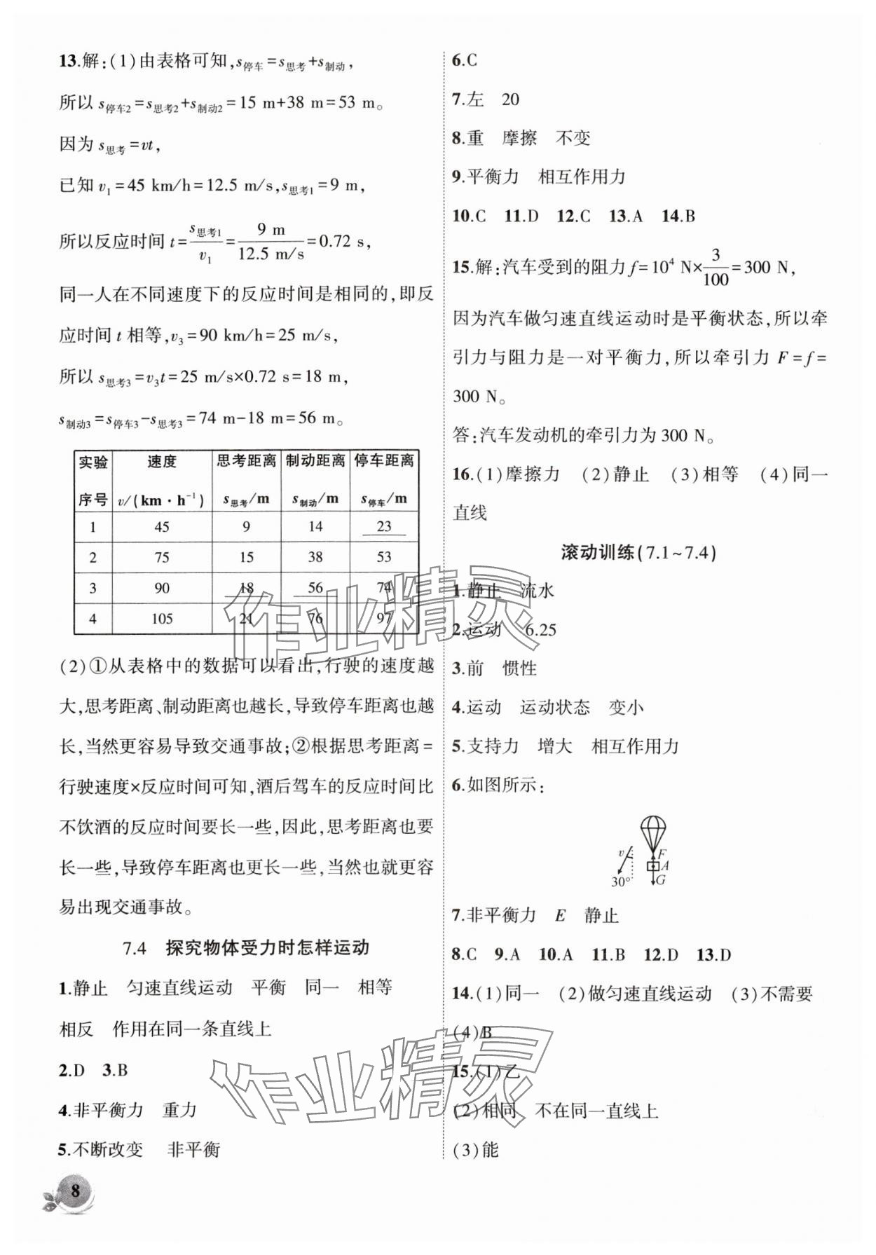 2024年創(chuàng)新課堂創(chuàng)新作業(yè)本八年級(jí)物理下冊(cè)滬粵版 第8頁(yè)