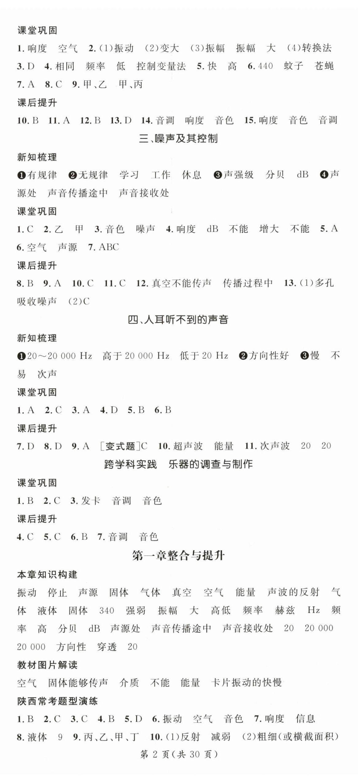 2025年名師測控八年級物理上冊蘇科版陜西專版 第2頁