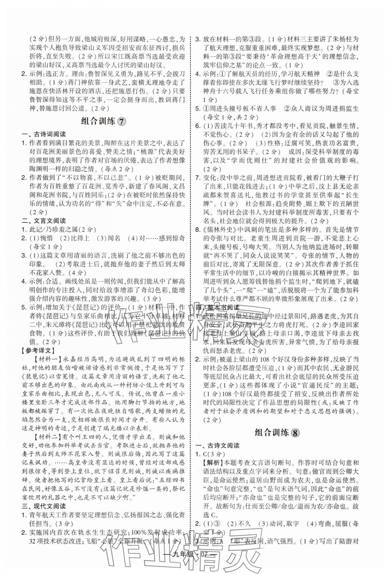 2025年學(xué)霸組合訓(xùn)練九年級(jí)語(yǔ)文人教版 第7頁(yè)