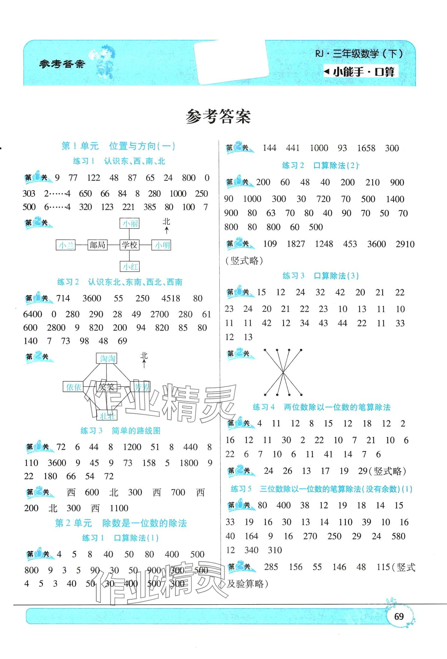 2024年小能手口算三年級數學下冊人教版 第1頁