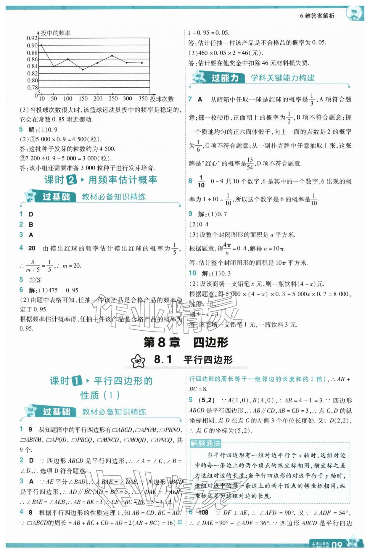 2026年一遍过八年级数学下册苏科版&nbsp;参考答案第11页