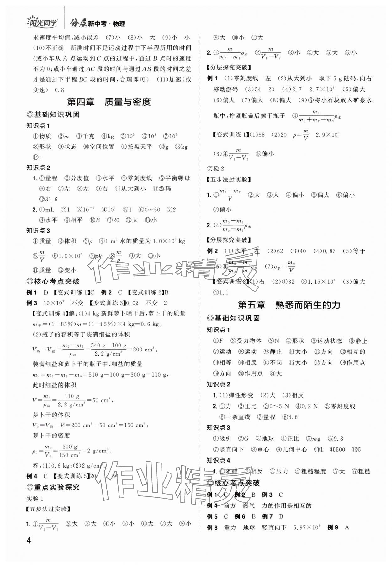 2025年陽光同學(xué)分層新中考物理福建專版 參考答案第3頁