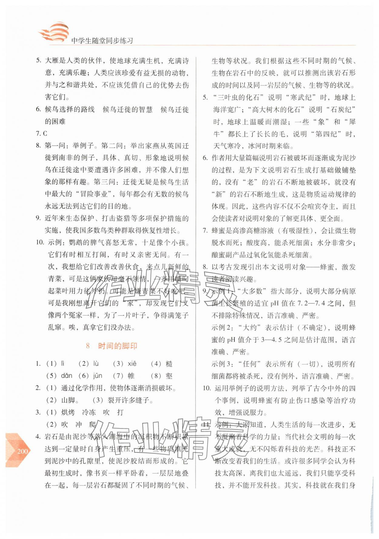 2025年隨堂同步練習八年級語文下冊人教版 參考答案第7頁