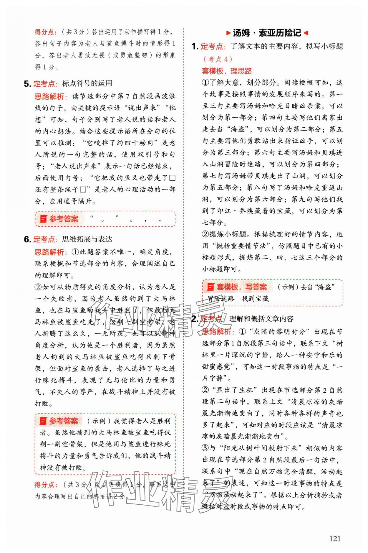 2025年閱讀理解與答題模板六年級語文下冊人教版 參考答案第13頁