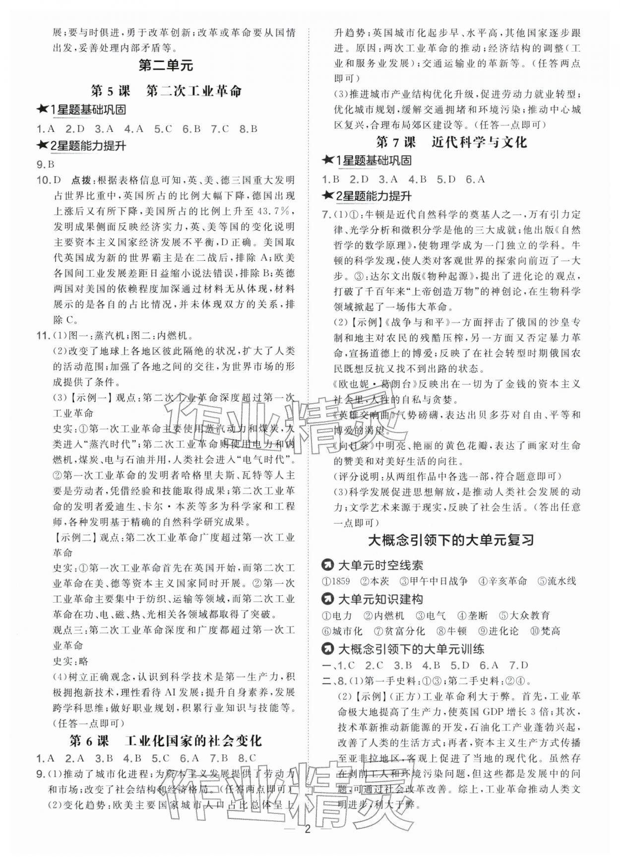 2026年点拨训练九年级历史下册人教版&nbsp;第2页