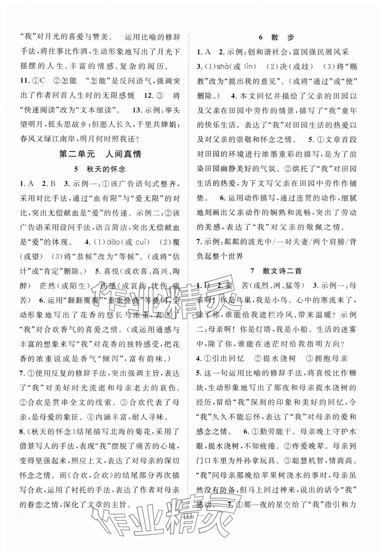 2024年優(yōu)質(zhì)課堂導(dǎo)學(xué)案七年級語文上冊人教版 第3頁