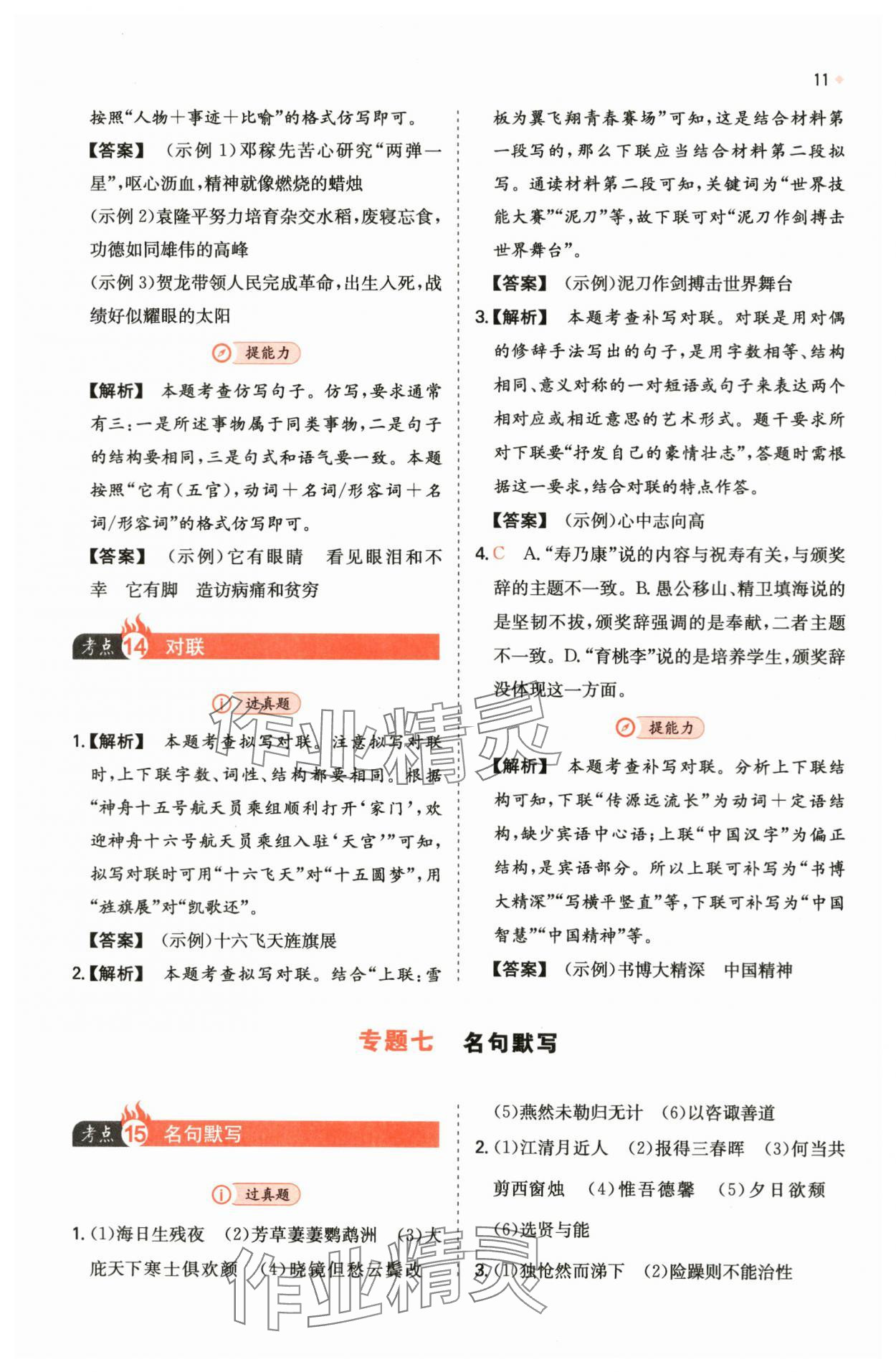 2024年一本中考訓練方案語文 第11頁