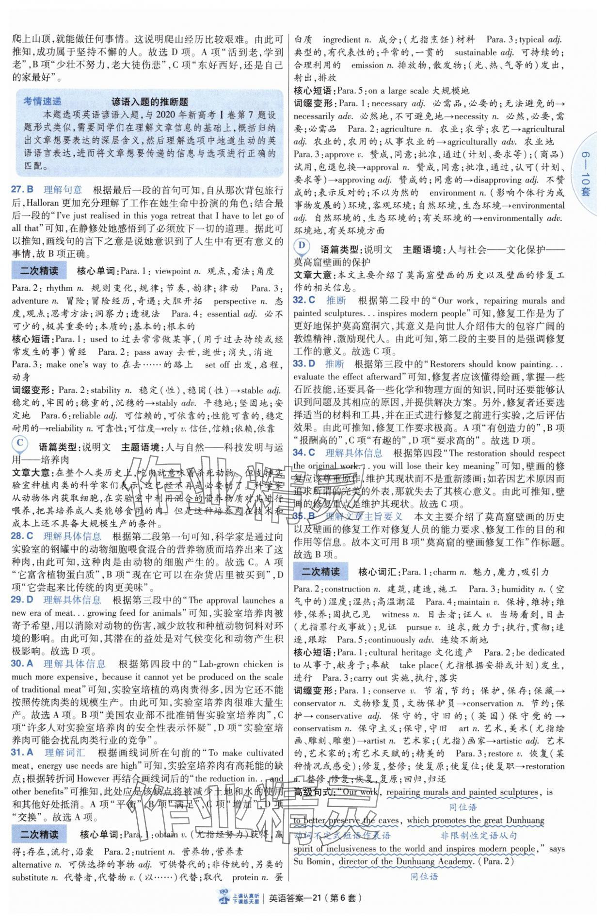 2025年高考沖刺優(yōu)秀模擬試卷匯編45套英語通用版 參考答案第21頁