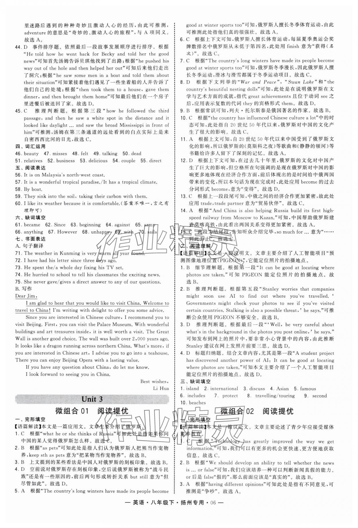 2025年學(xué)霸組合訓(xùn)練八年級(jí)英語(yǔ)下冊(cè)譯林版揚(yáng)州專版 第6頁(yè)