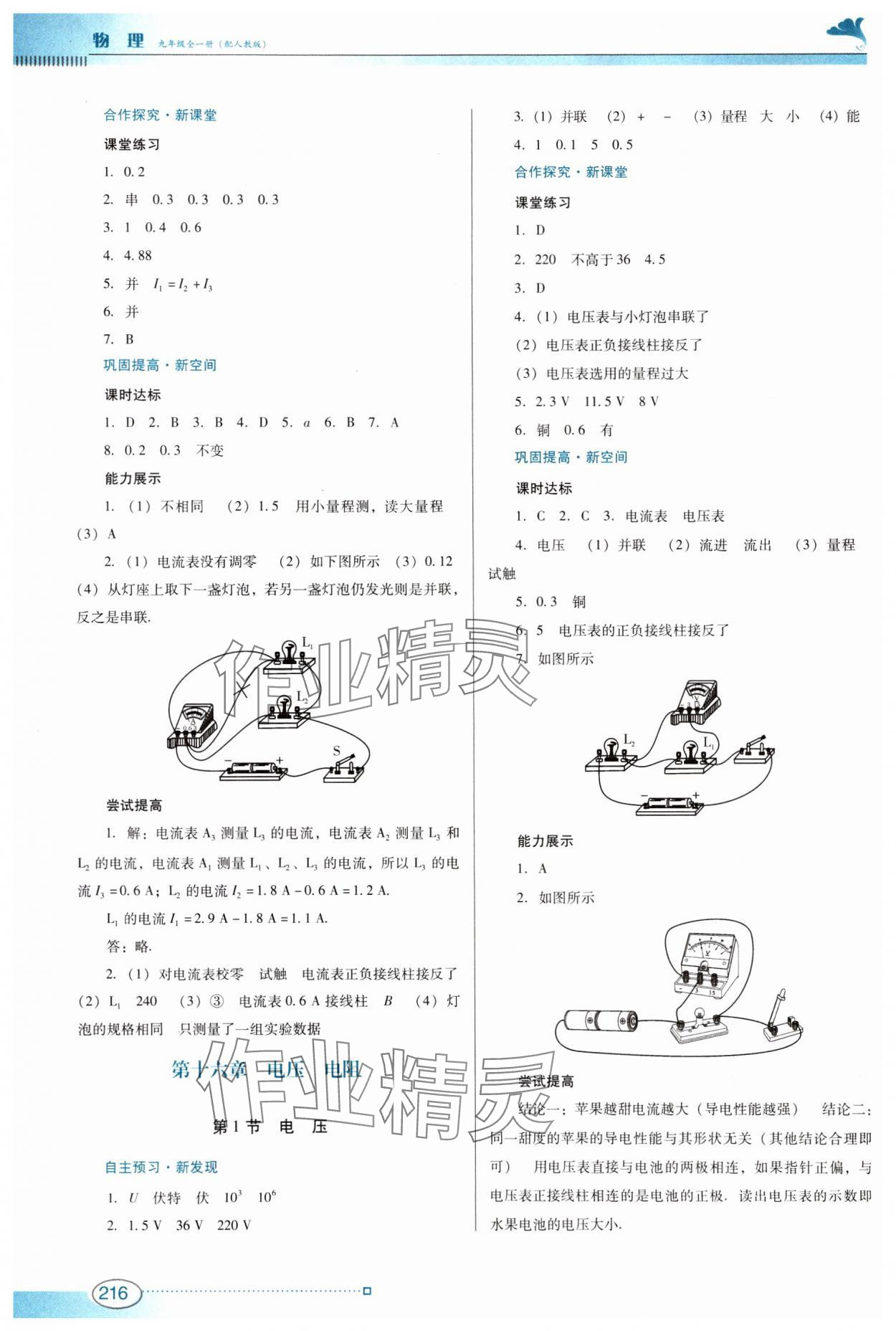 2023年南方新課堂金牌學案九年級物理全一冊人教版 參考答案第8頁