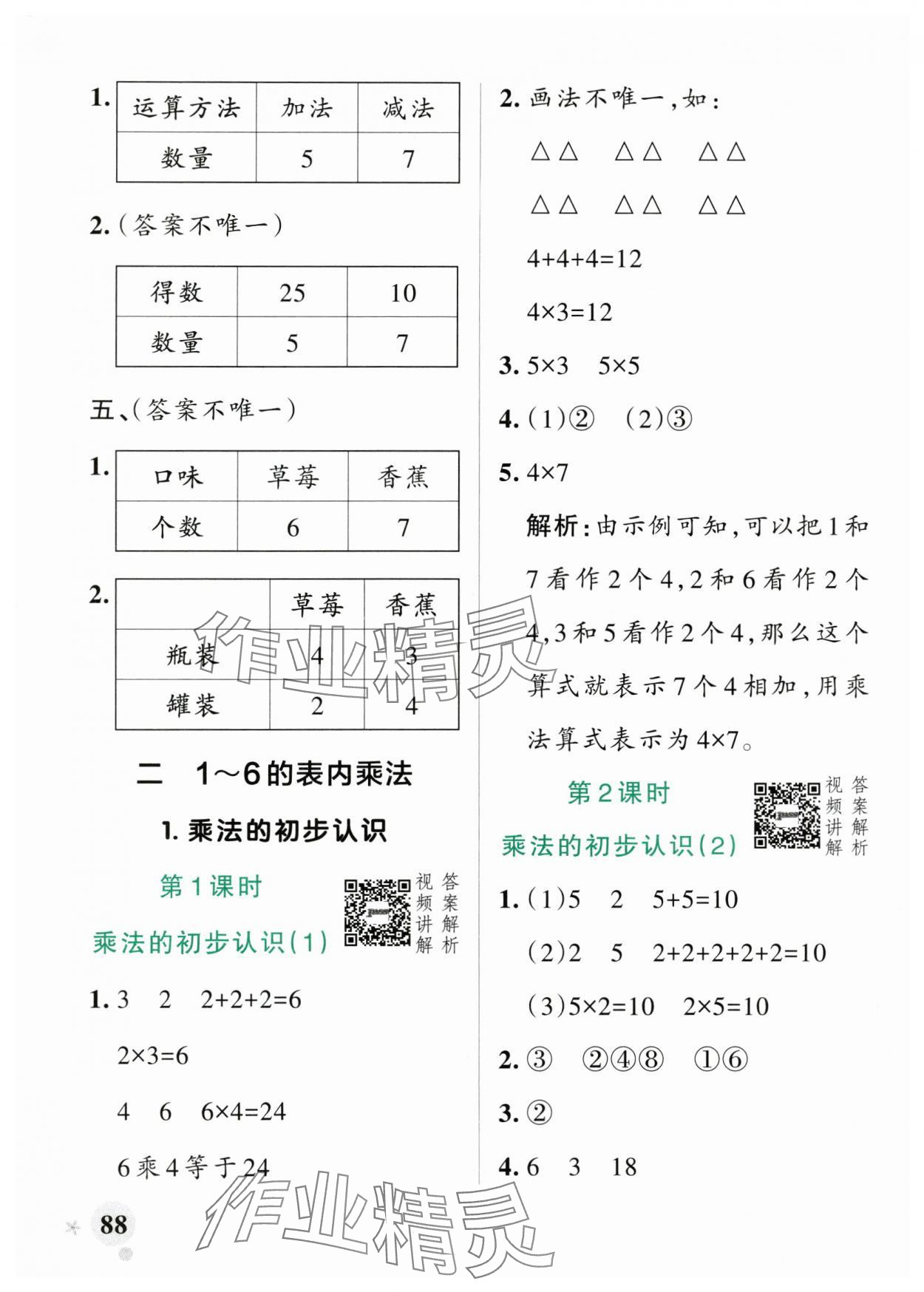 2025年小學學霸作業(yè)本二年級數(shù)學上冊人教版 參考答案第4頁