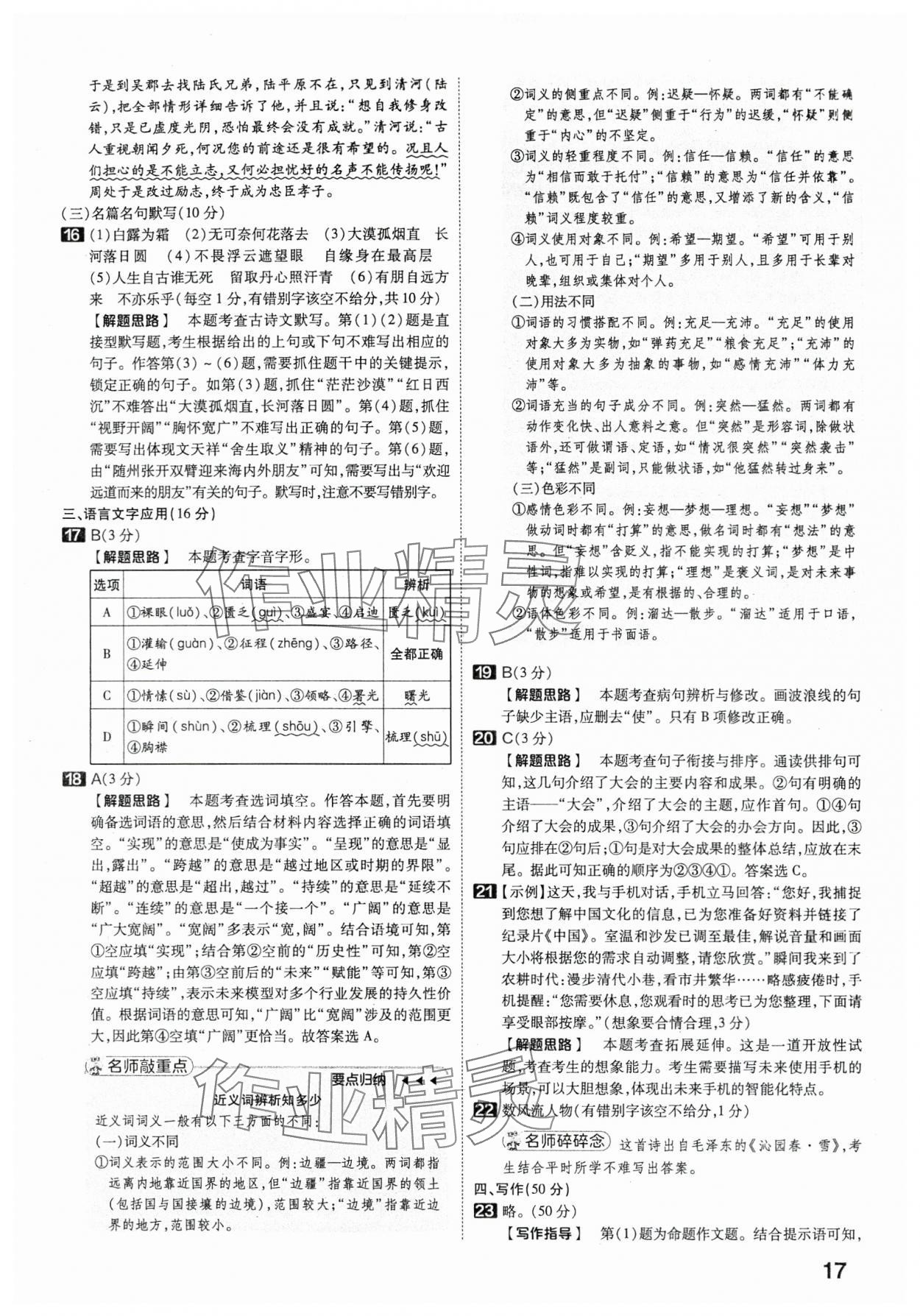 2024年金考卷45套匯編語文湖北專版 第17頁