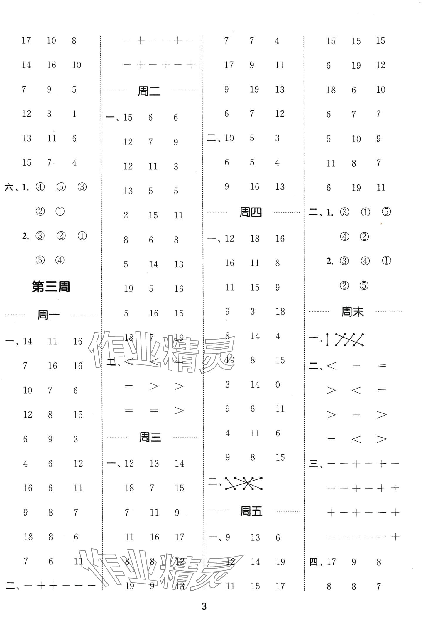 2024年通城學(xué)典計(jì)算能手一年級(jí)數(shù)學(xué)西師大版 第3頁(yè)