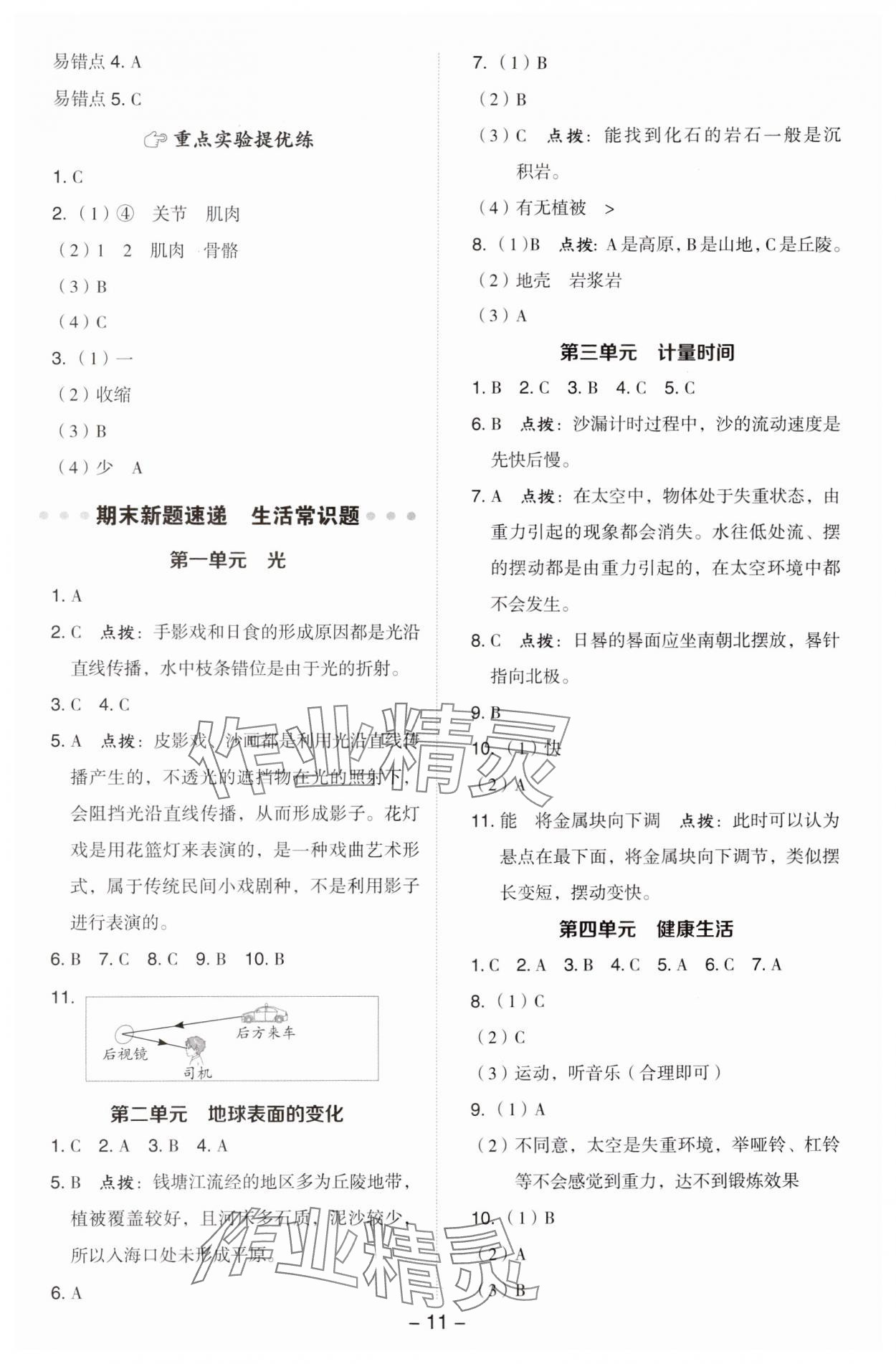 2024年綜合應(yīng)用創(chuàng)新題典中點(diǎn)五年級科學(xué)上冊教科版 參考答案第10頁