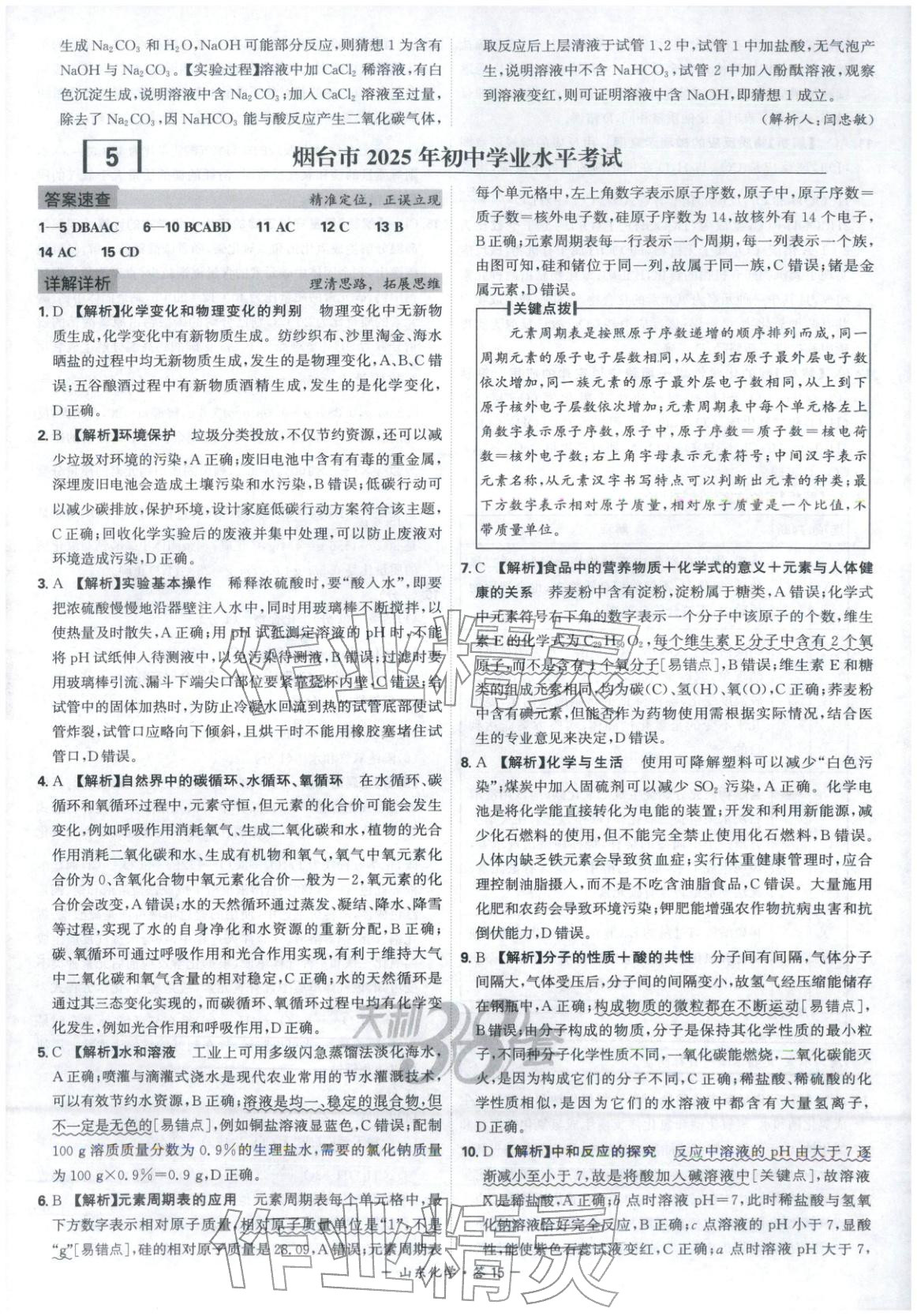 2026年天利38套中考试题精选九年级化学山东专版 第15页