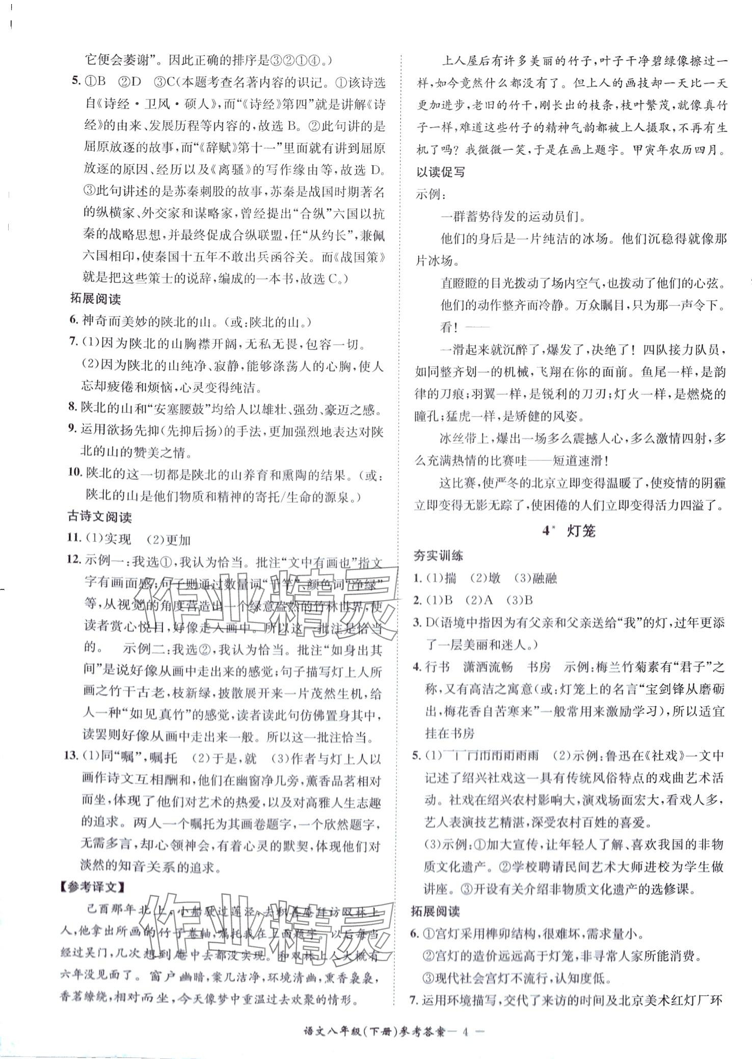 2024年名師金典BFB初中課時(shí)優(yōu)化八年級(jí)語文下冊(cè)人教版 第4頁