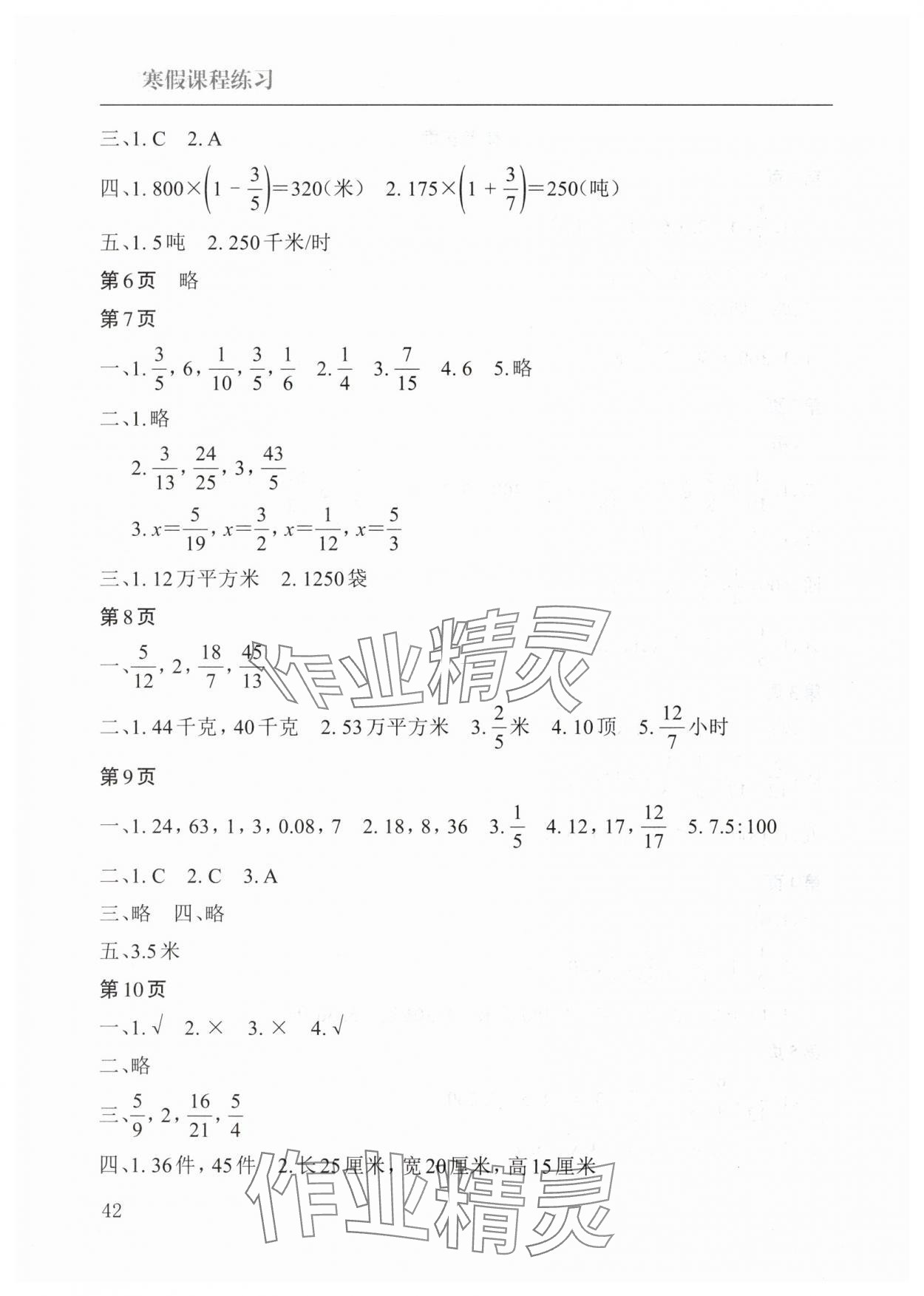 2025年寒假課程練習(xí)六年級(jí)數(shù)學(xué)南方出版社 第2頁(yè)