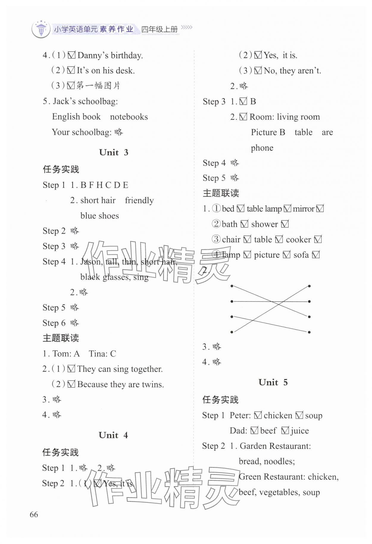 2024年小学单元素养作业四年级英语上册人教版 第2页