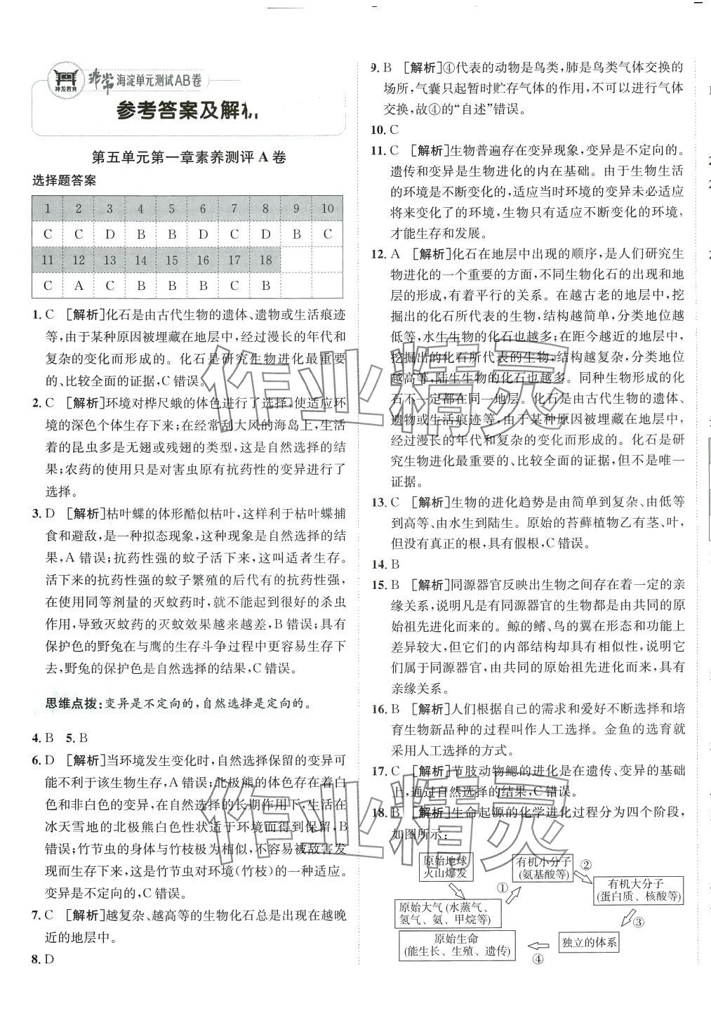 2024年海淀單元測試AB卷八年級生物下冊濟(jì)南版 第1頁