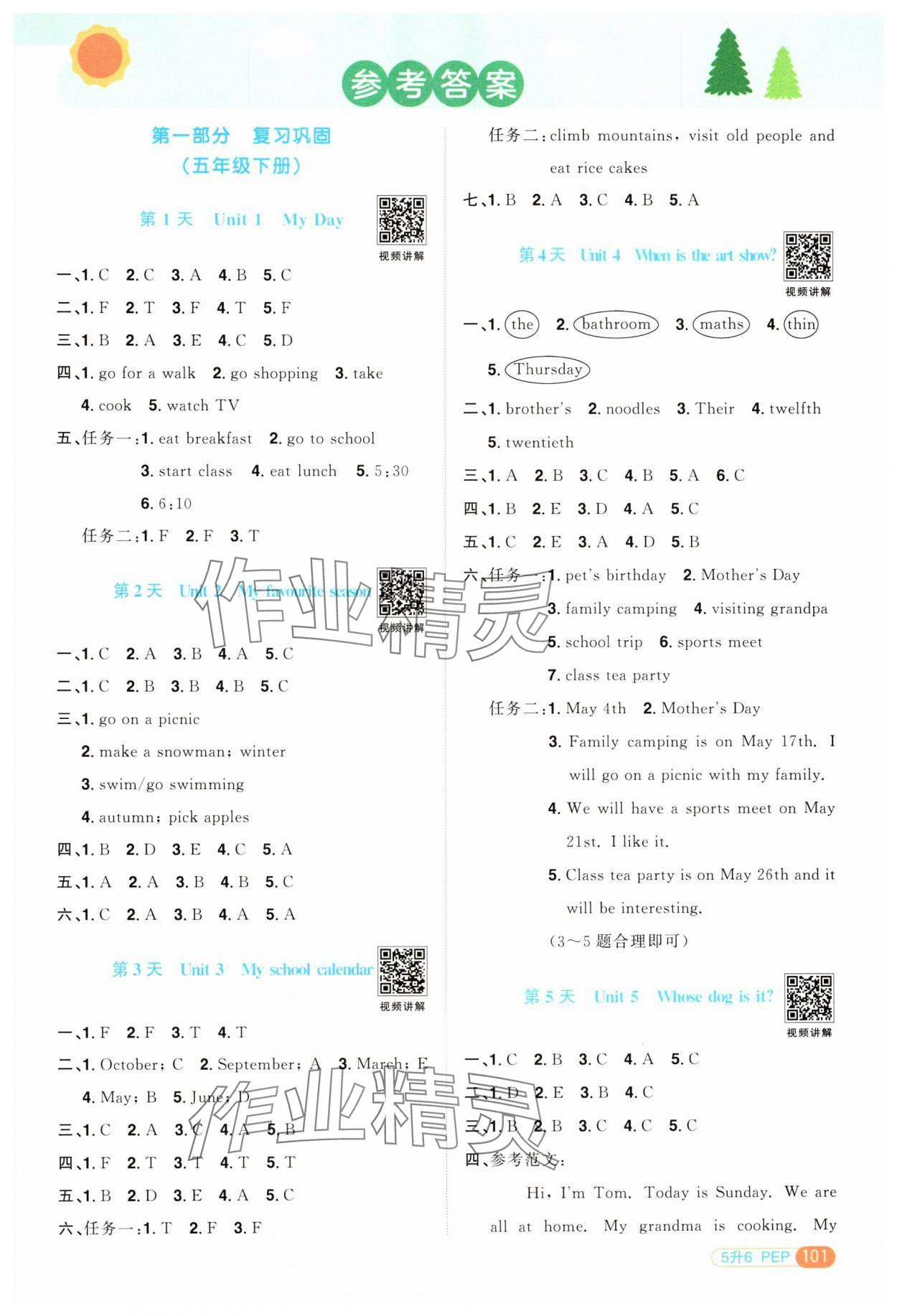 2024年陽光同學(xué)暑假銜接五升六年級英語人教PEP版 第1頁