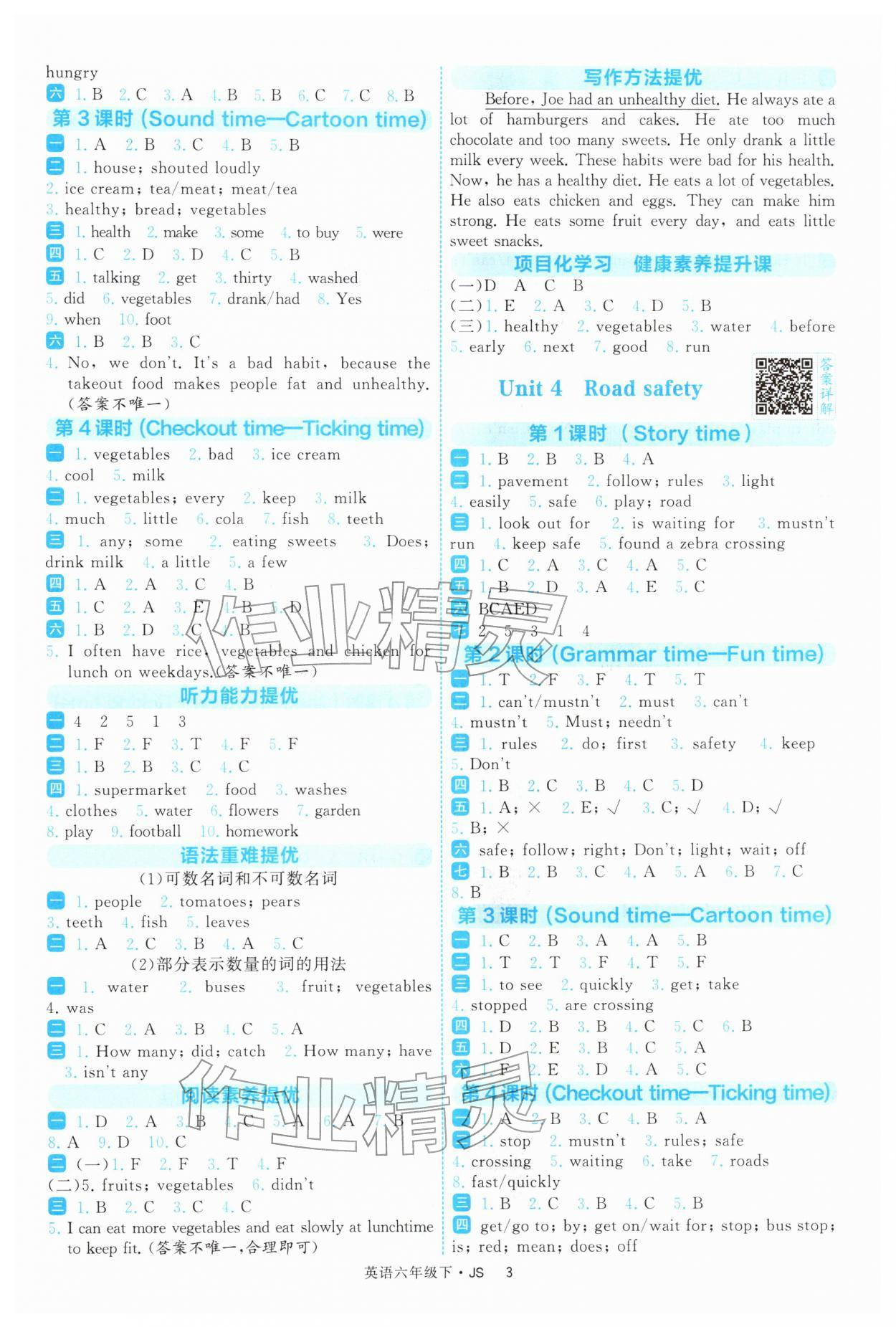 2026年經(jīng)綸學(xué)典提高班六年級英語下冊譯林版&nbsp;參考答案第3頁