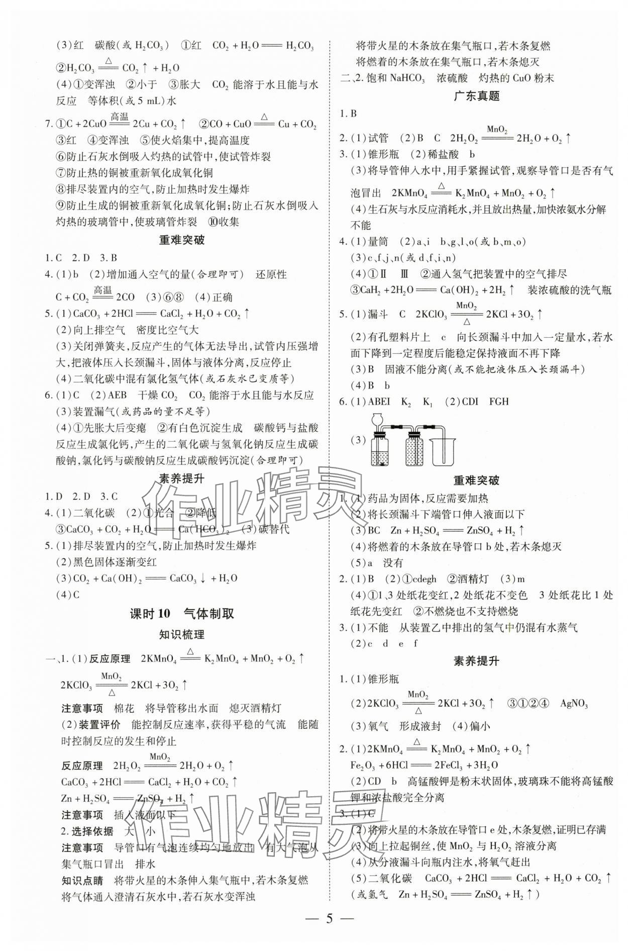 2024年領(lǐng)跑中考化學(xué)廣東專版 參考答案第5頁