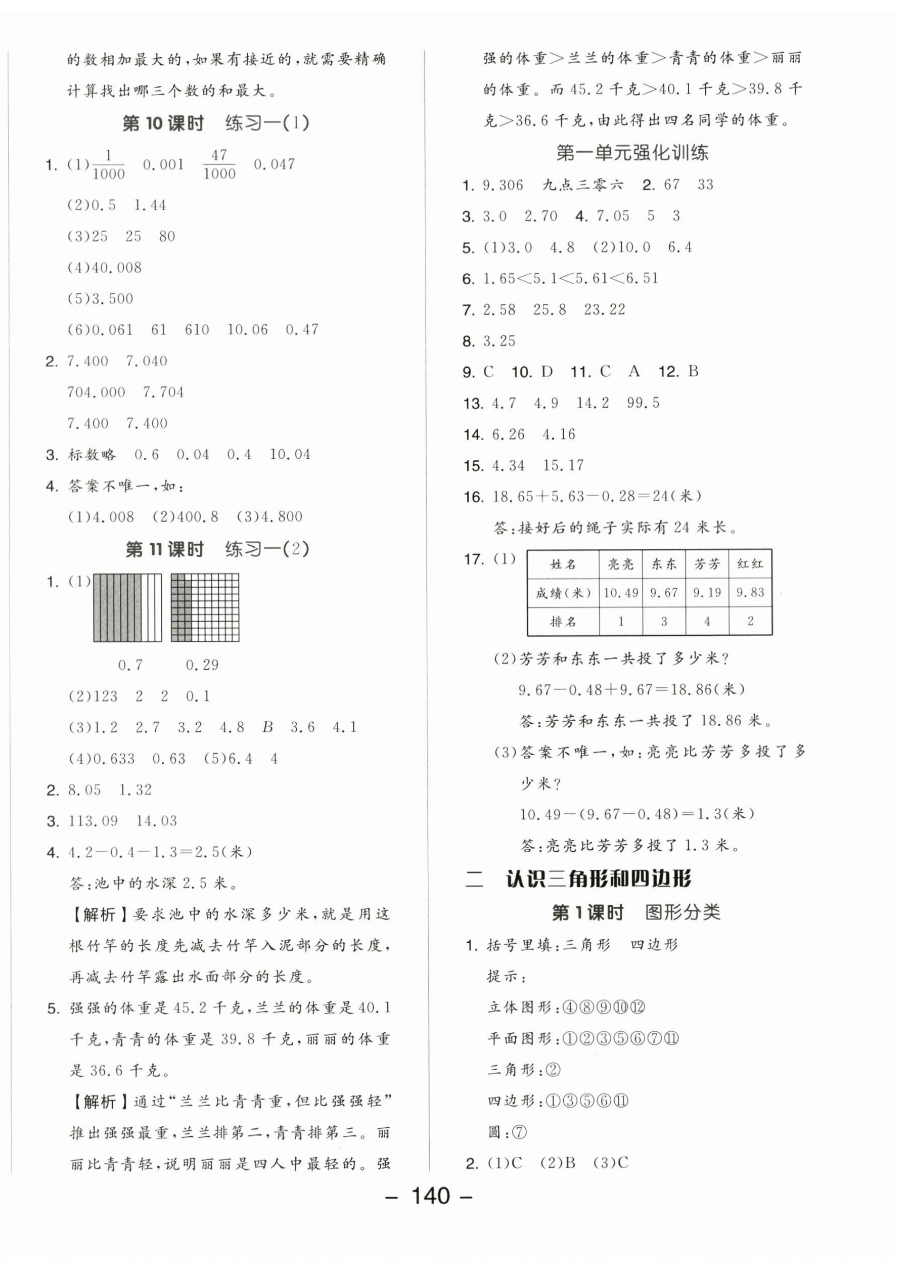 2024年全品學(xué)練考四年級數(shù)學(xué)下冊北師大版 參考答案第4頁