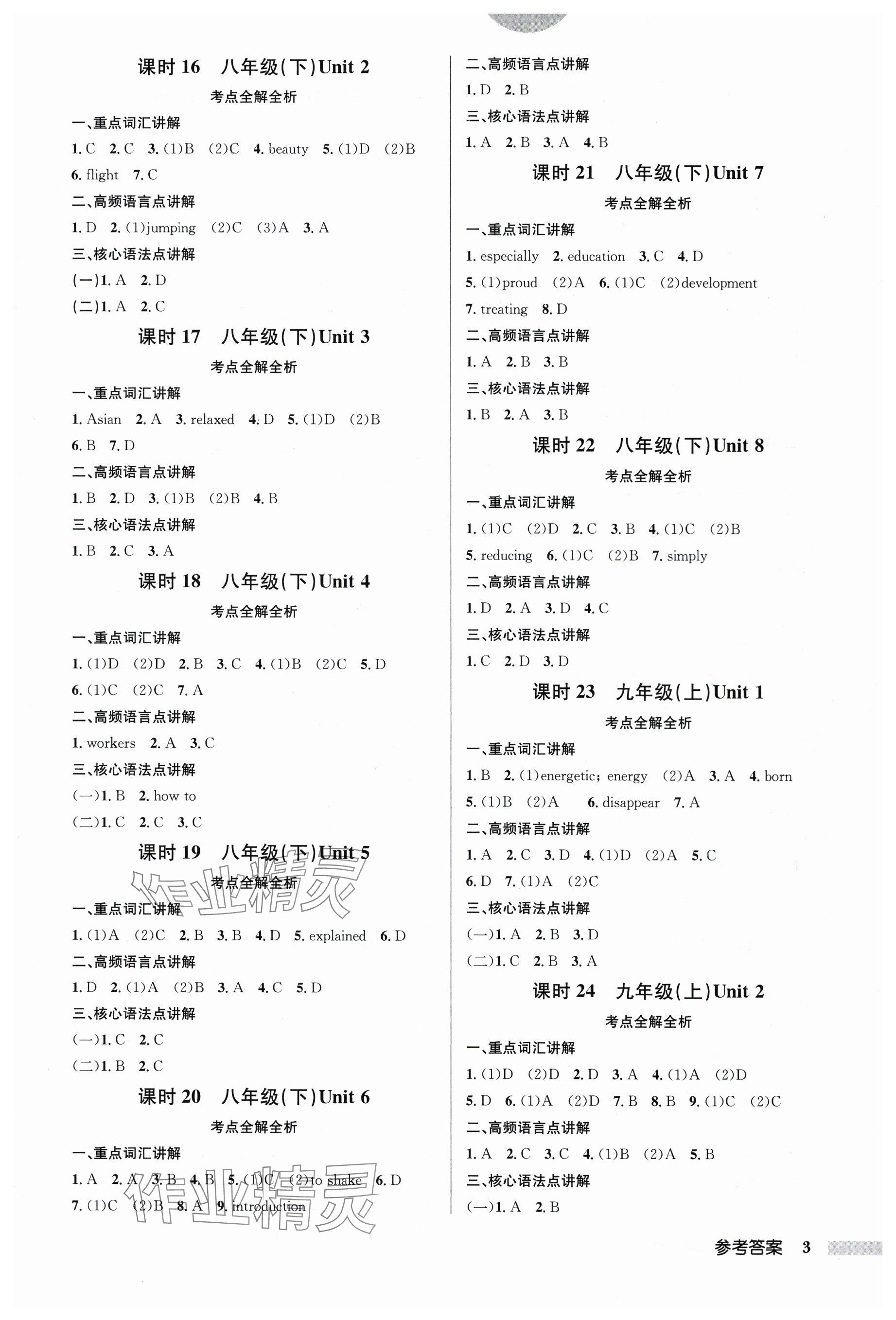 2024年啟東中學(xué)中考總復(fù)習(xí)英語(yǔ)徐州專(zhuān)版 參考答案第3頁(yè)