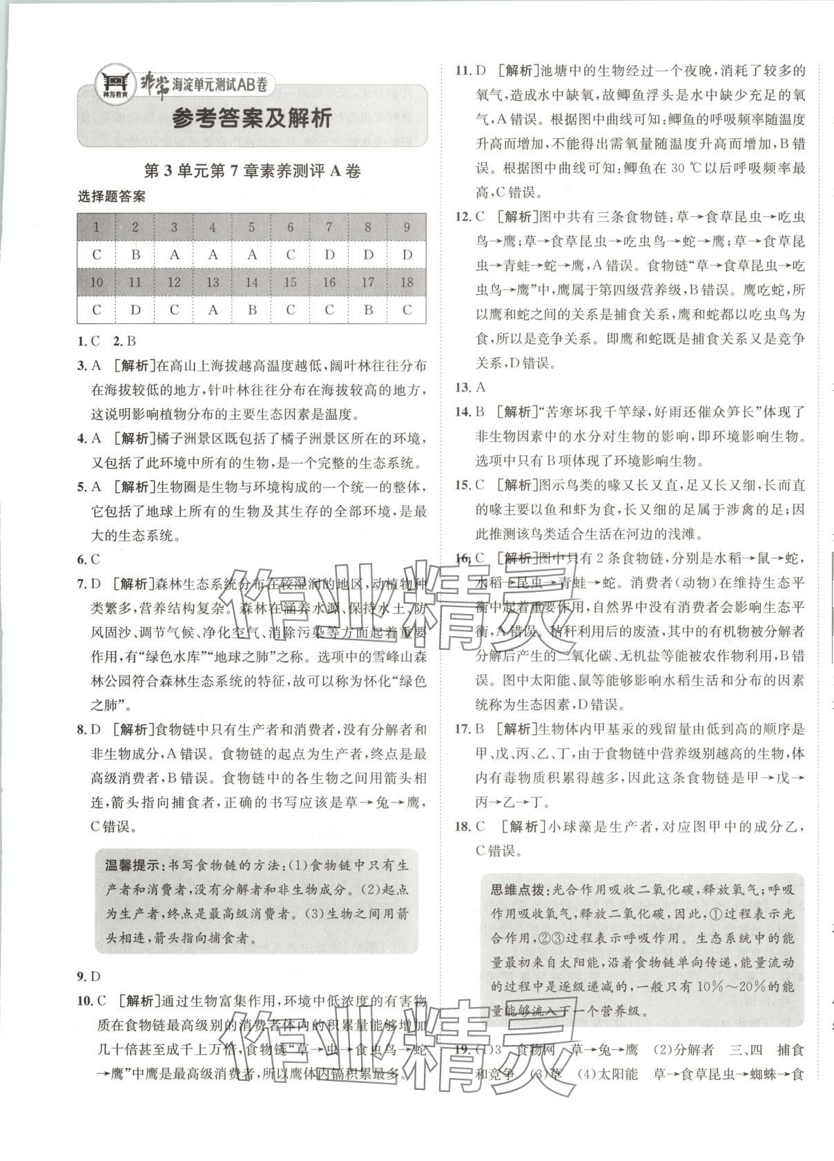 2025年海淀單元測試AB卷七年級生物下冊蘇教版 第1頁