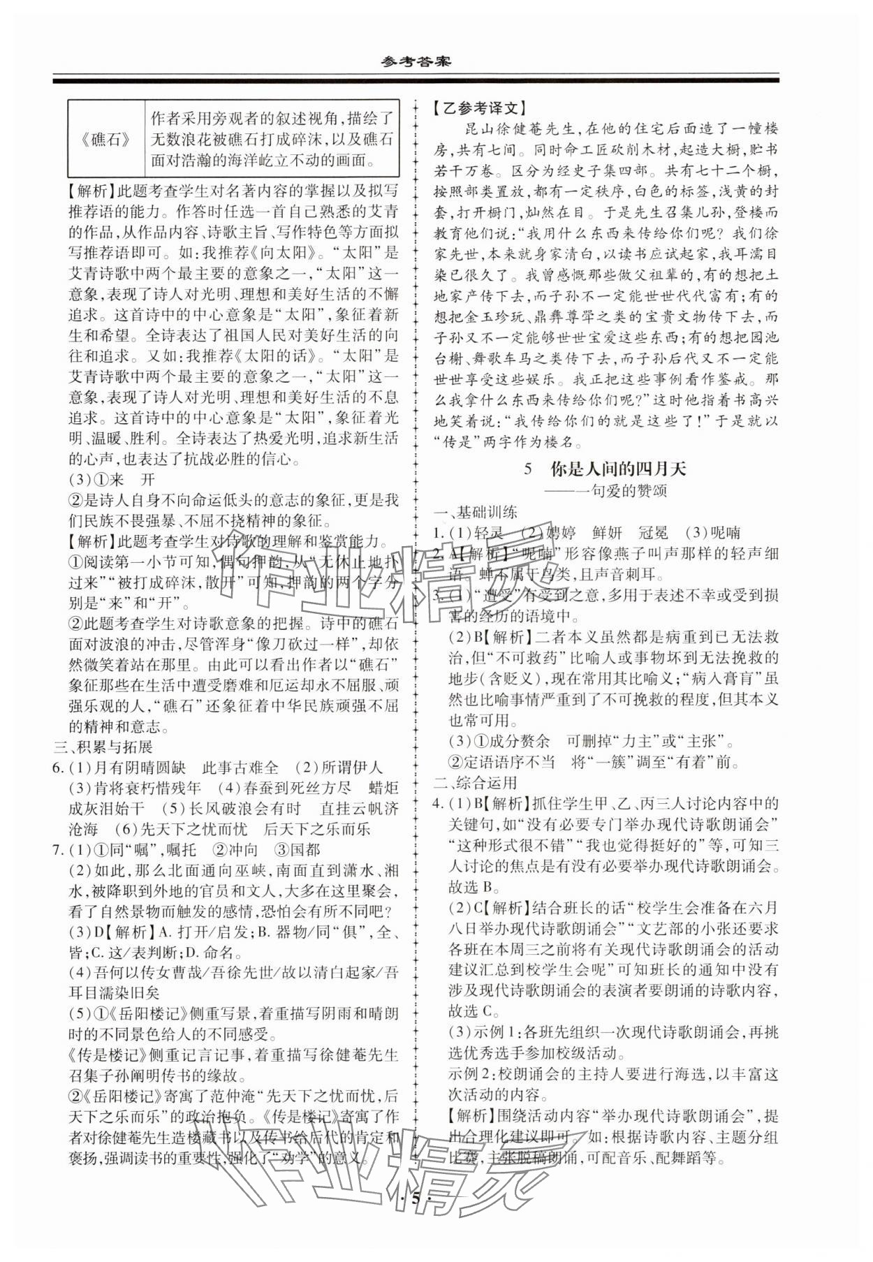 2023年名師導(dǎo)航語文基礎(chǔ)知識與閱讀能力訓(xùn)練 第5頁