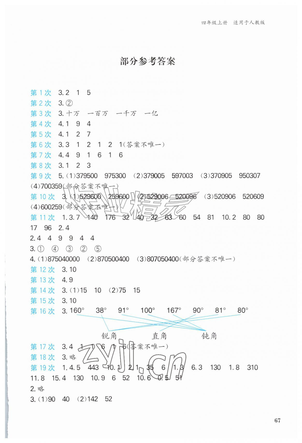 2026年快速口算本四年级上册人教版&nbsp;第1页