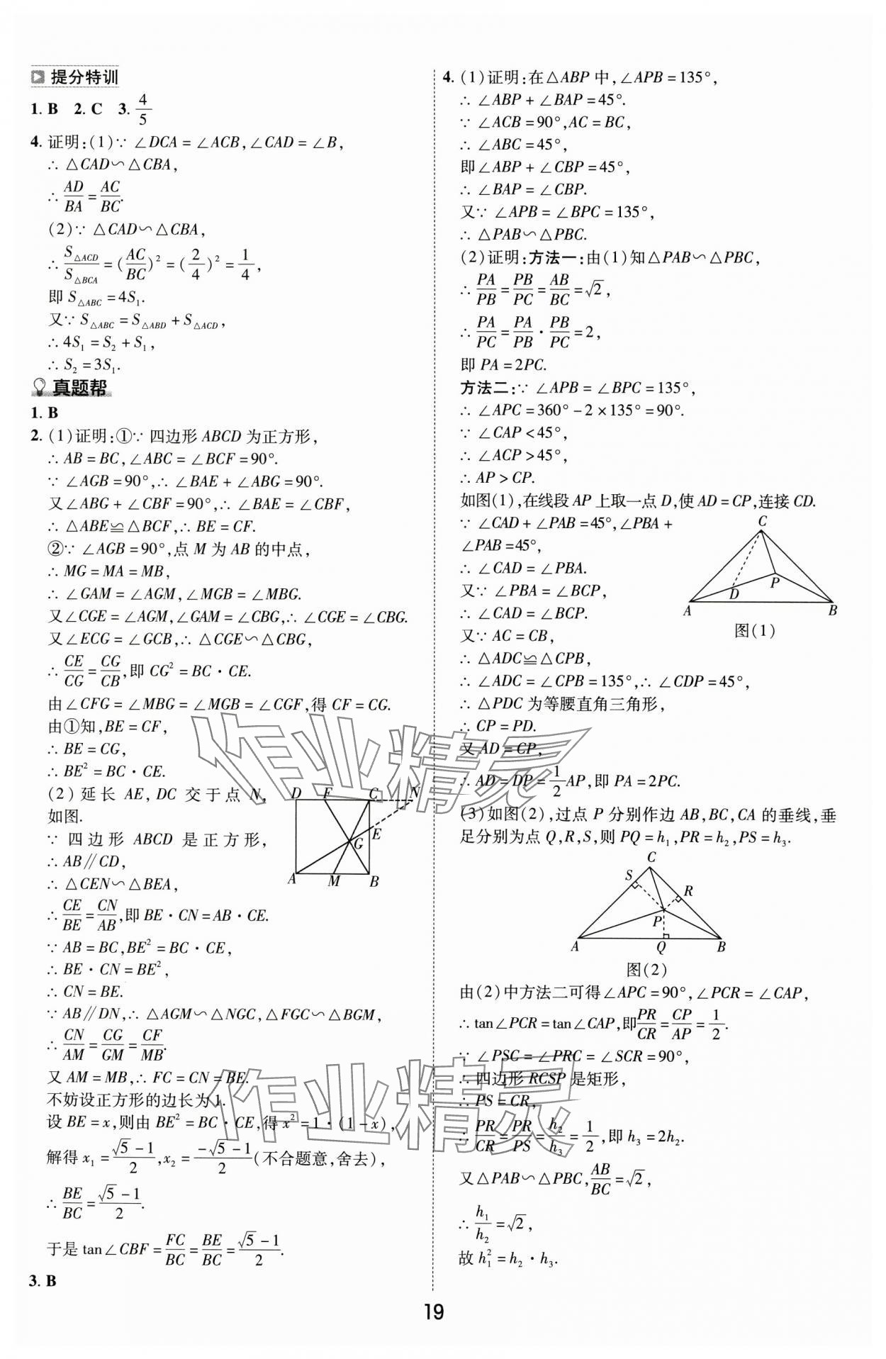 2024年中考帮数学安徽专版&nbsp;参考答案第18页